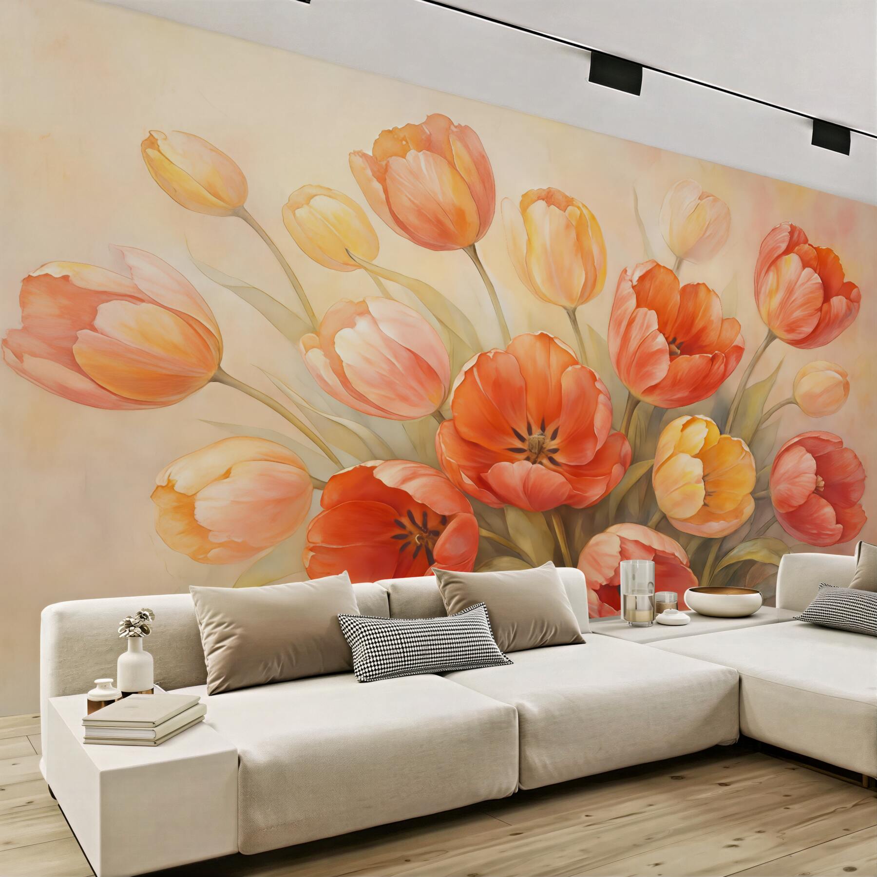 Fototapeta malarskie tulipany w pastelowym bukiecie