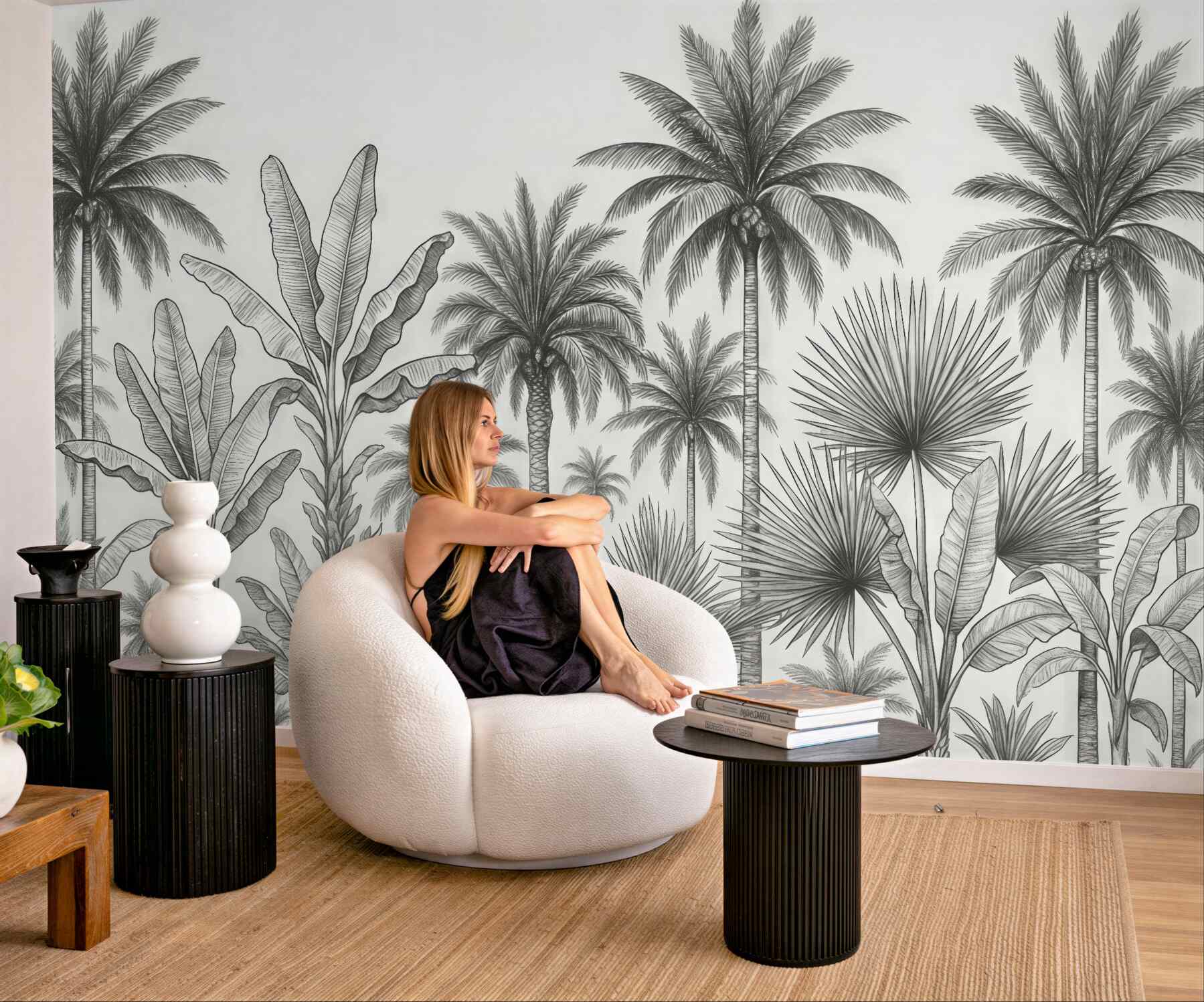 Fototapeta tropikalne palmy w eleganckim szkicu