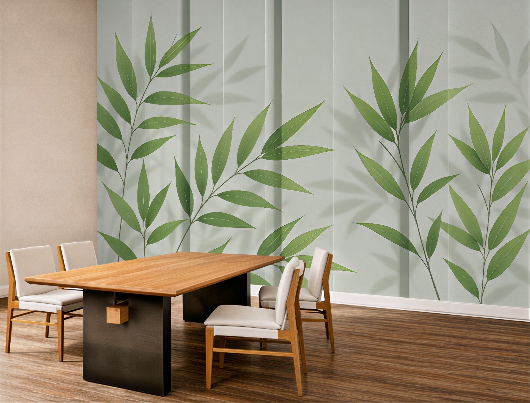 Fototapeta delikatne bambusowe liście w beżu