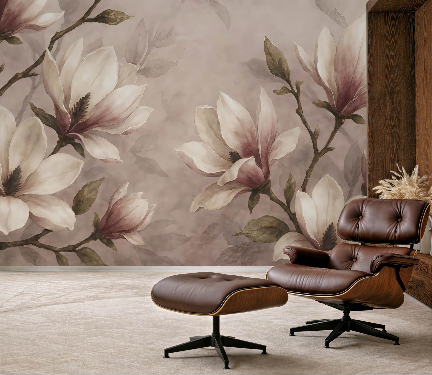Fototapeta akwarelowe magnolie w pudrowym różu