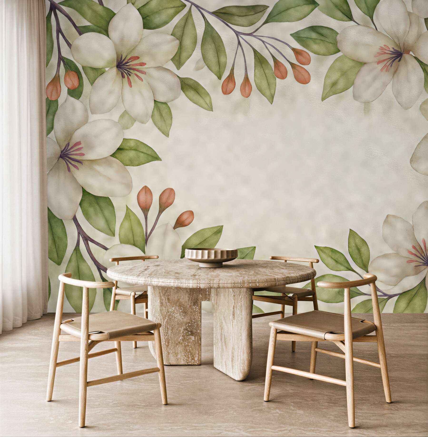 Fototapeta akwarelowe magnolie w subtelnej ramie