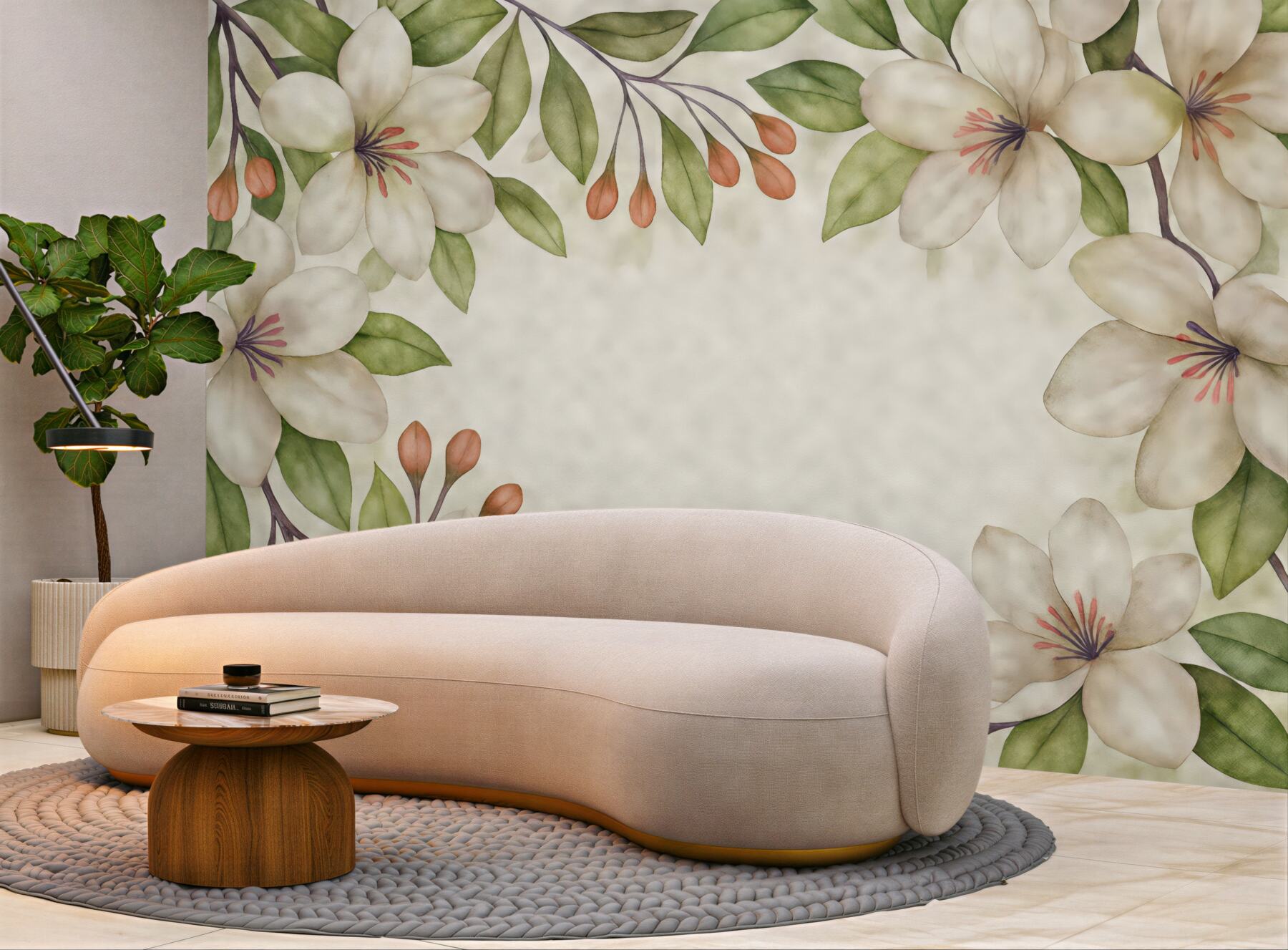 Fototapeta akwarelowe magnolie w subtelnej ramie