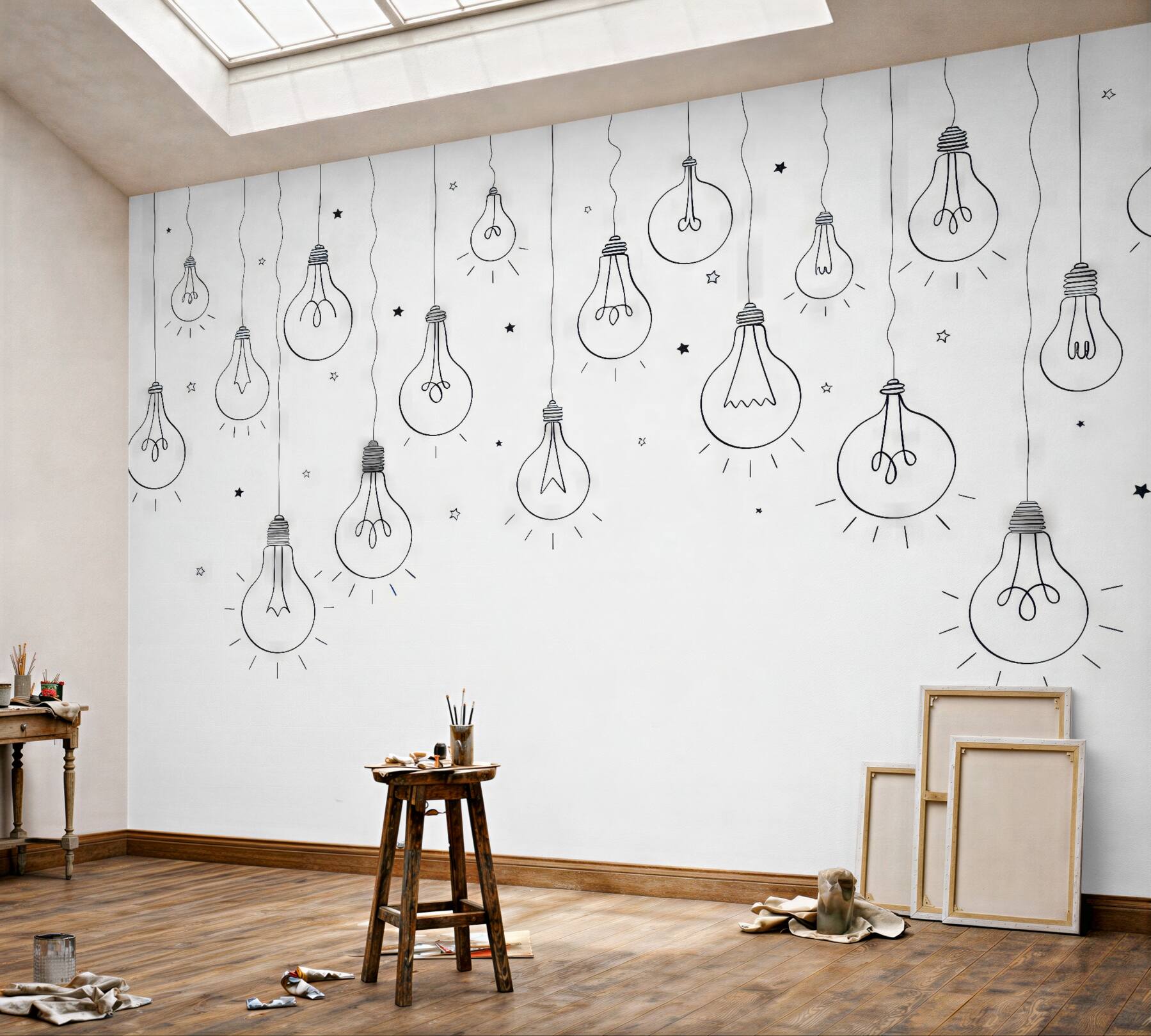 Fototapeta minimalistyczne żarówki i gwiazdki