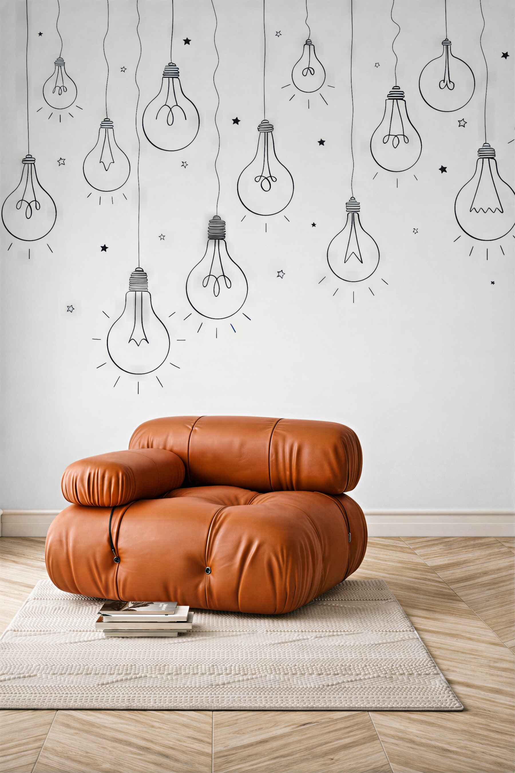 Fototapeta minimalistyczne żarówki i gwiazdki