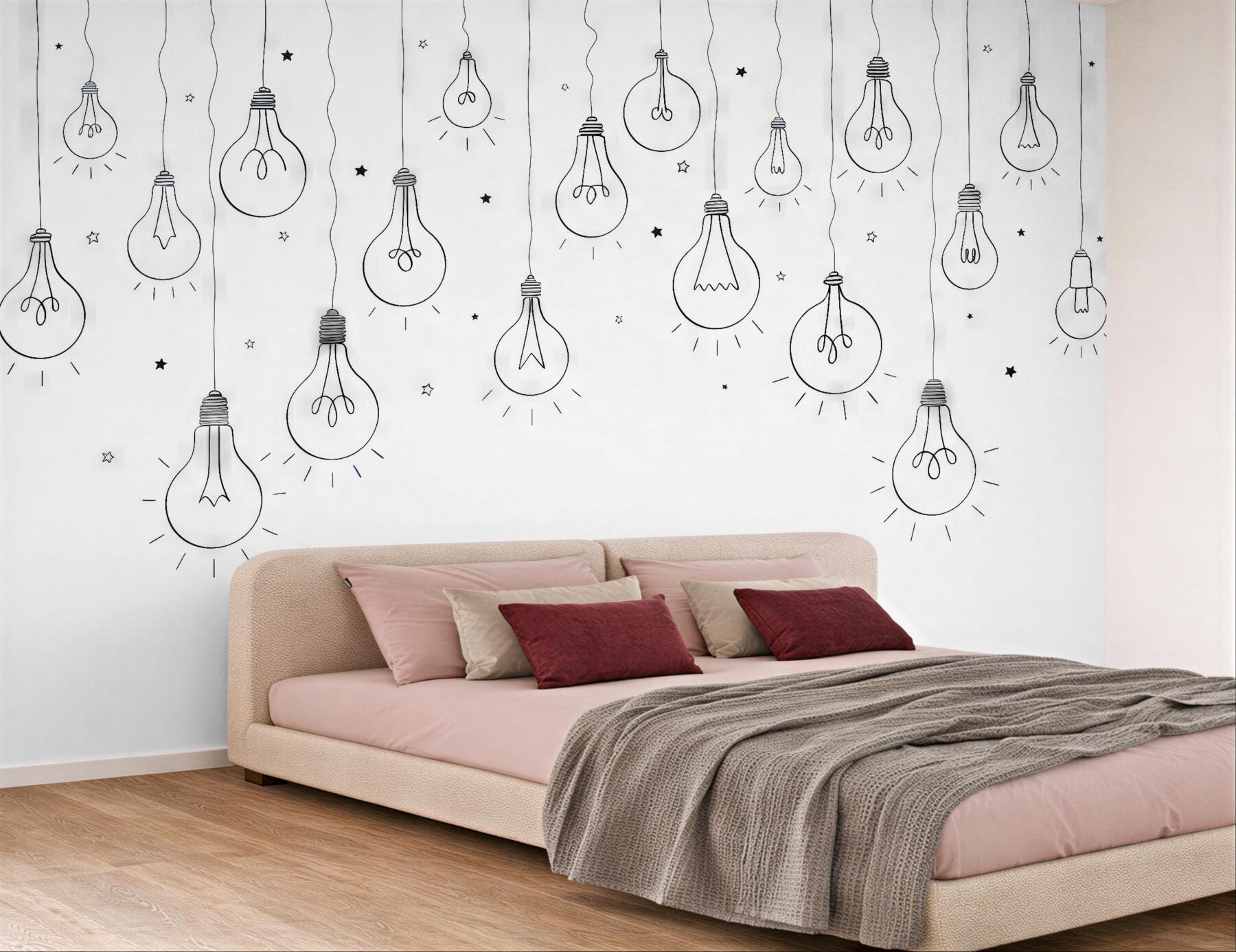 Fototapeta minimalistyczne żarówki i gwiazdki