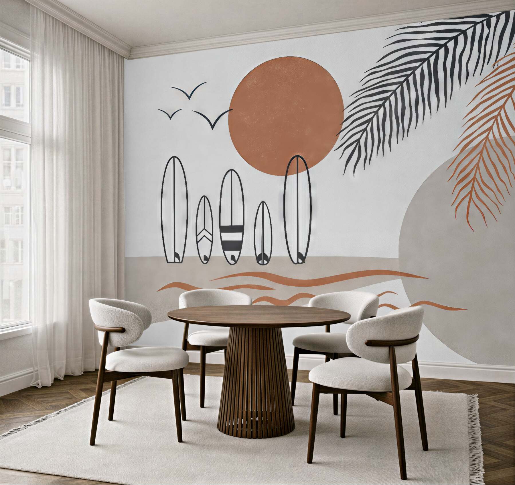 Fototapeta surfing o zachodzie w stylu boho