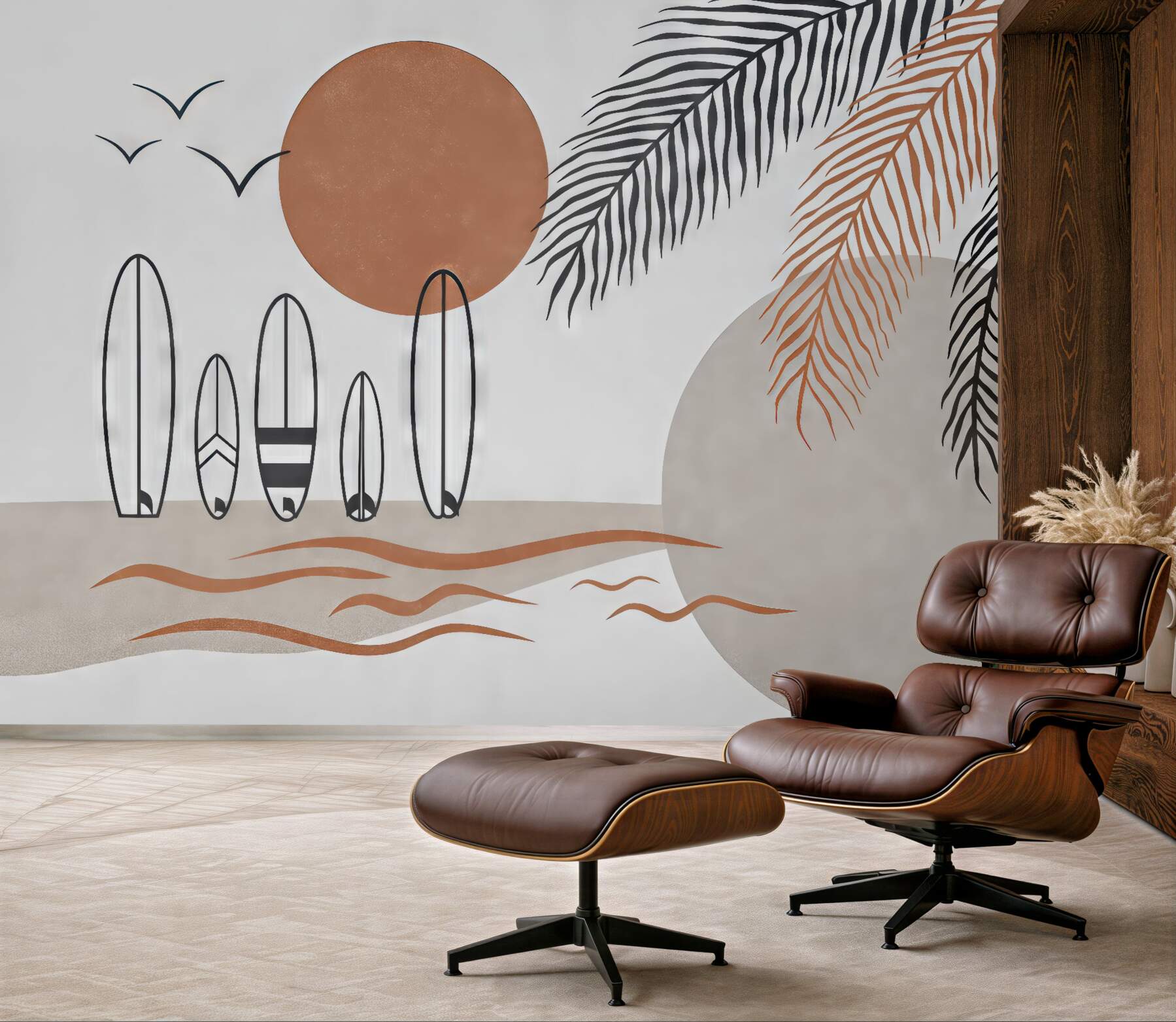Fototapeta surfing o zachodzie w stylu boho