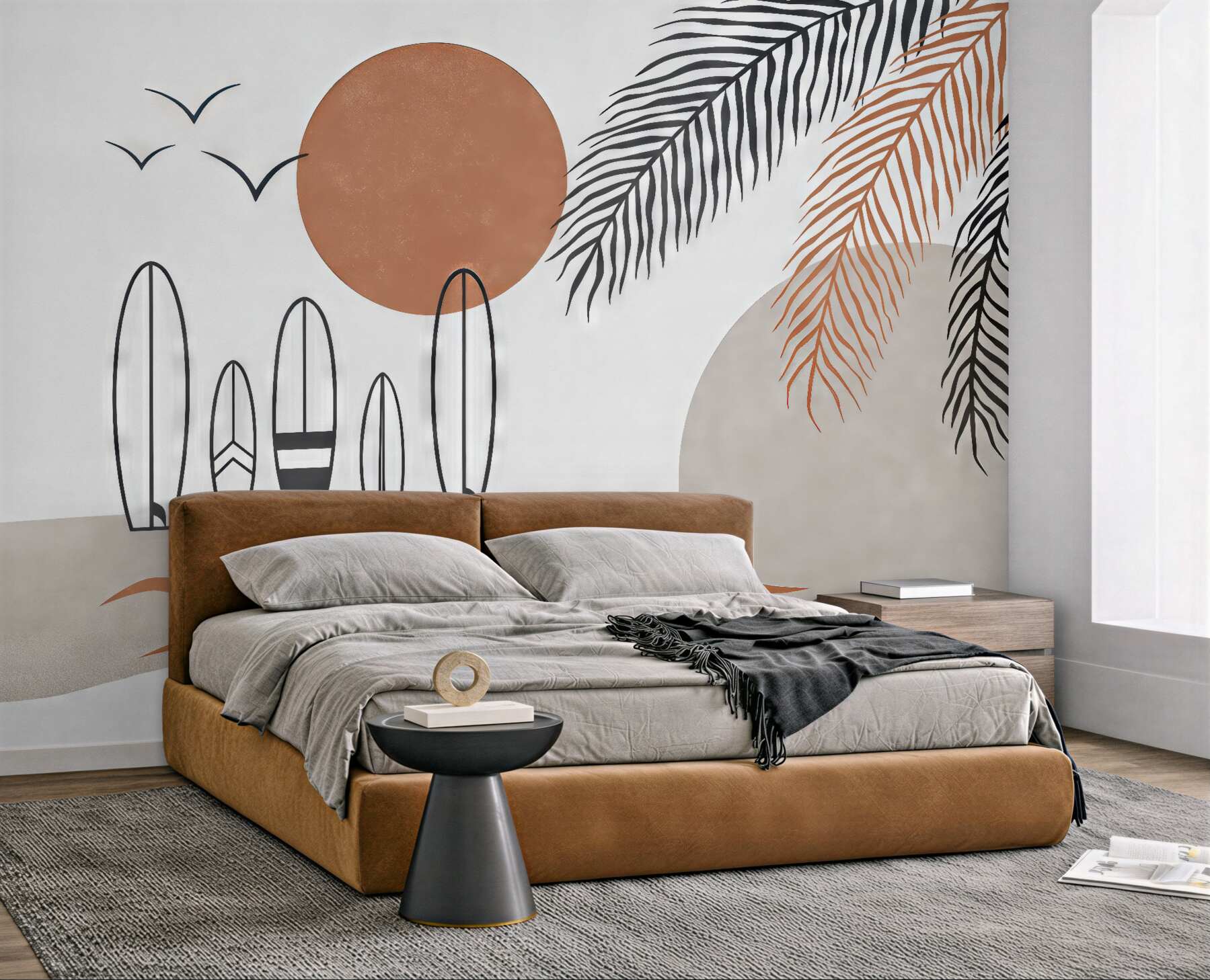 Fototapeta surfing o zachodzie w stylu boho