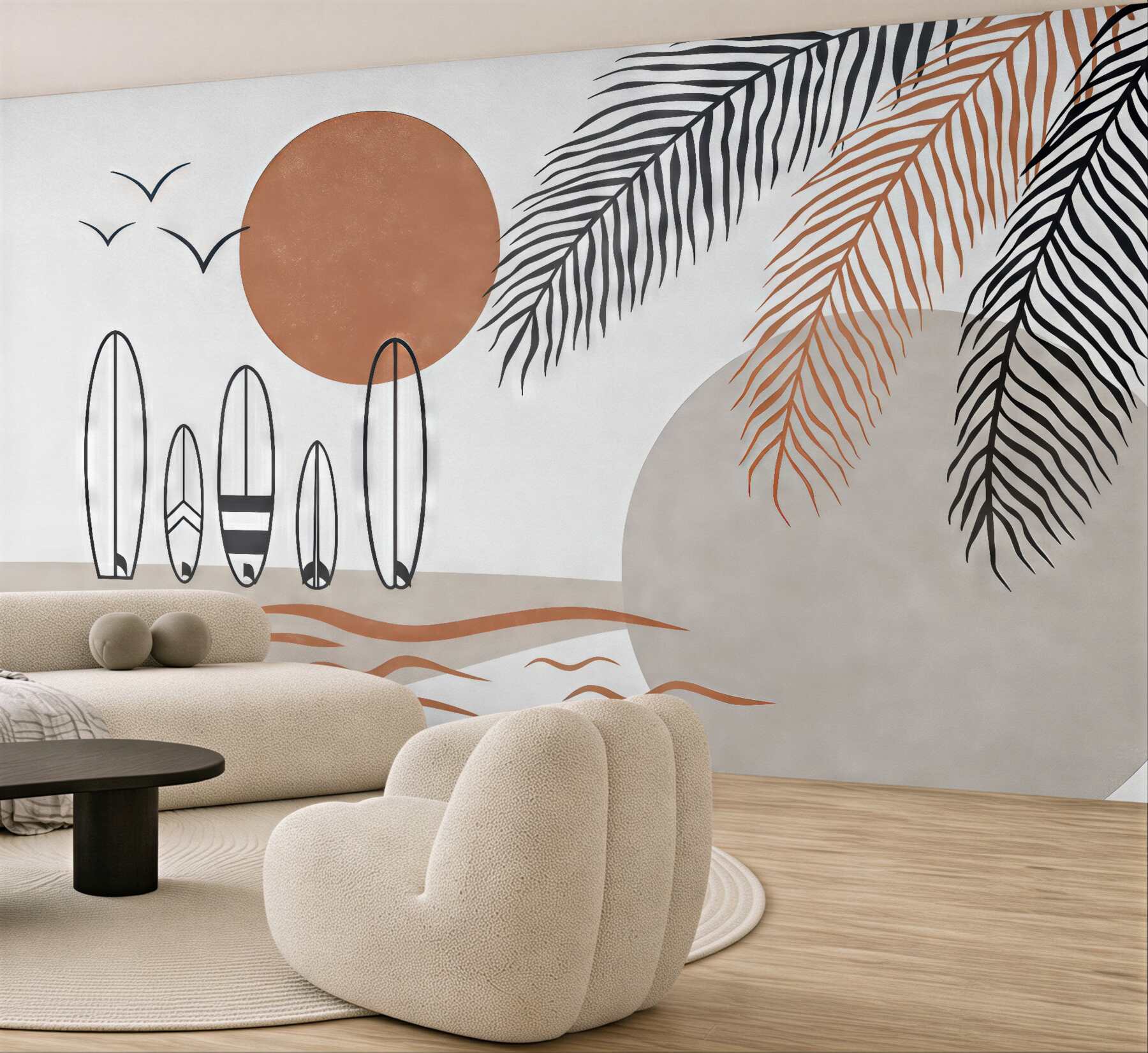 Fototapeta surfing o zachodzie w stylu boho