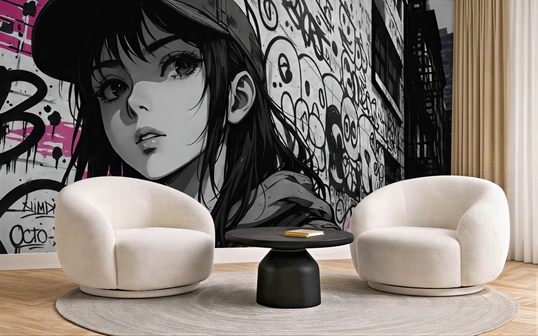 Fototapeta miejski portret manga z graffiti