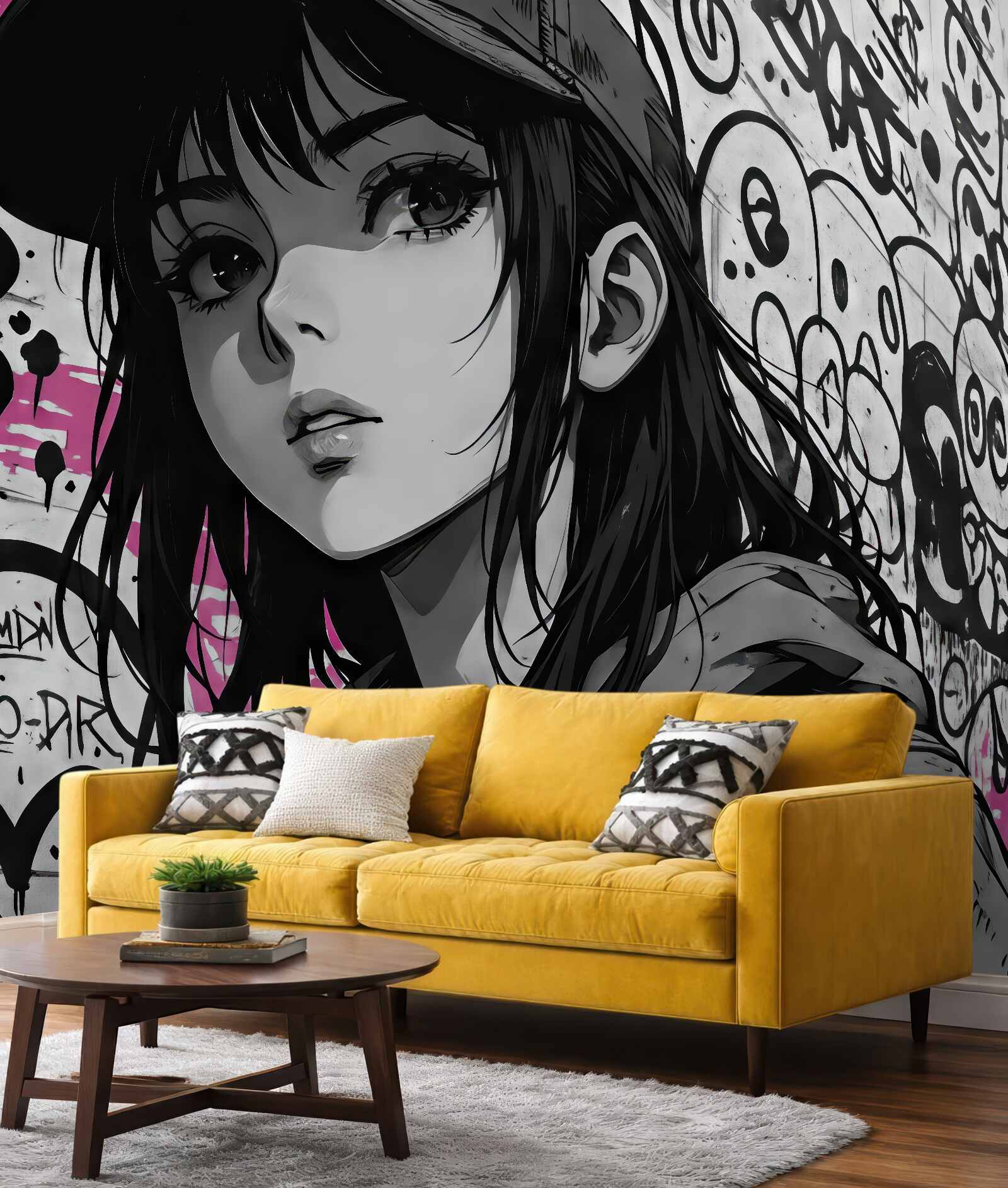 Fototapeta miejski portret manga z graffiti
