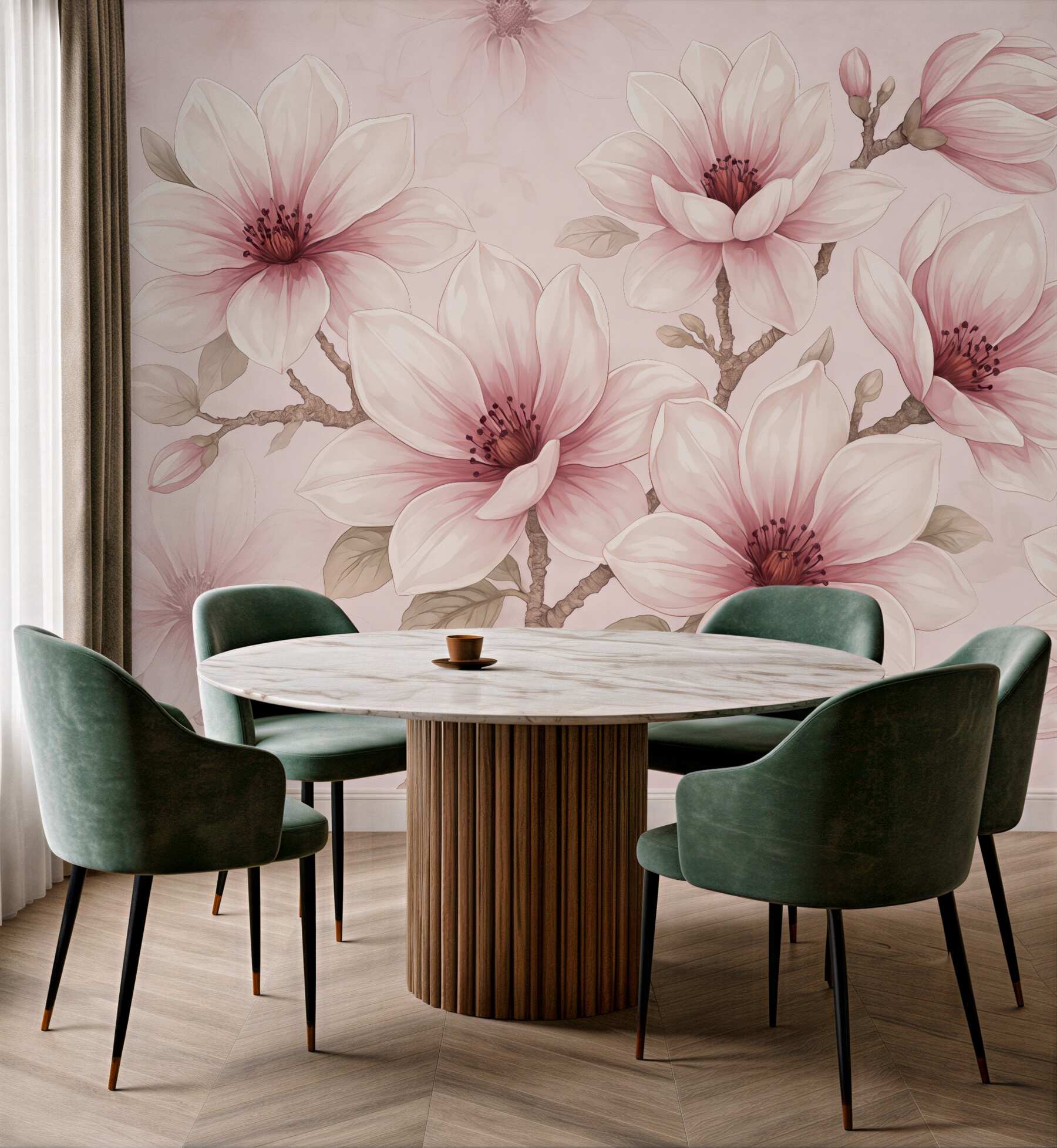 Fototapeta pudrowe magnolie w delikatnym rozkwicie