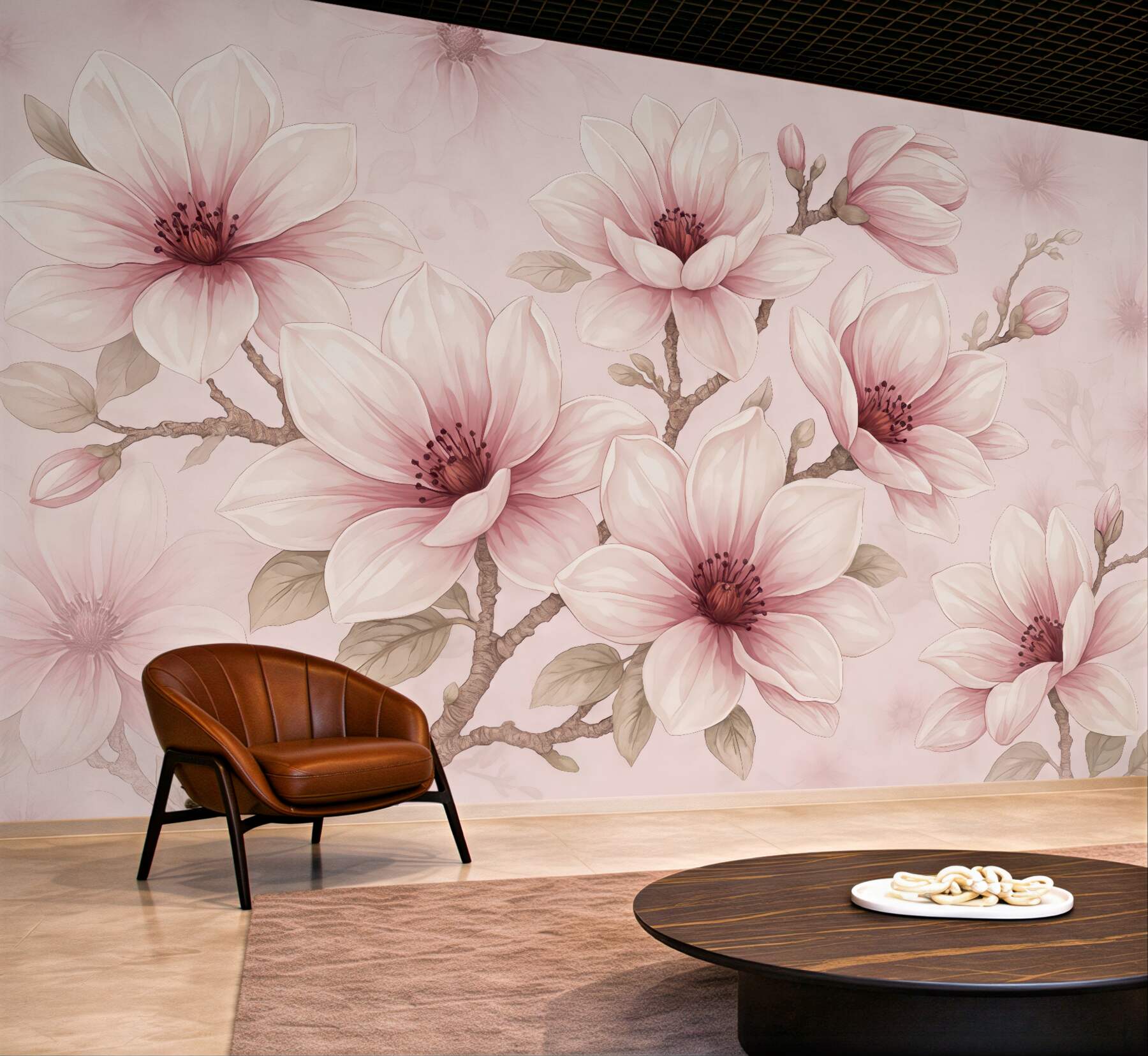 Fototapeta pudrowe magnolie w delikatnym rozkwicie