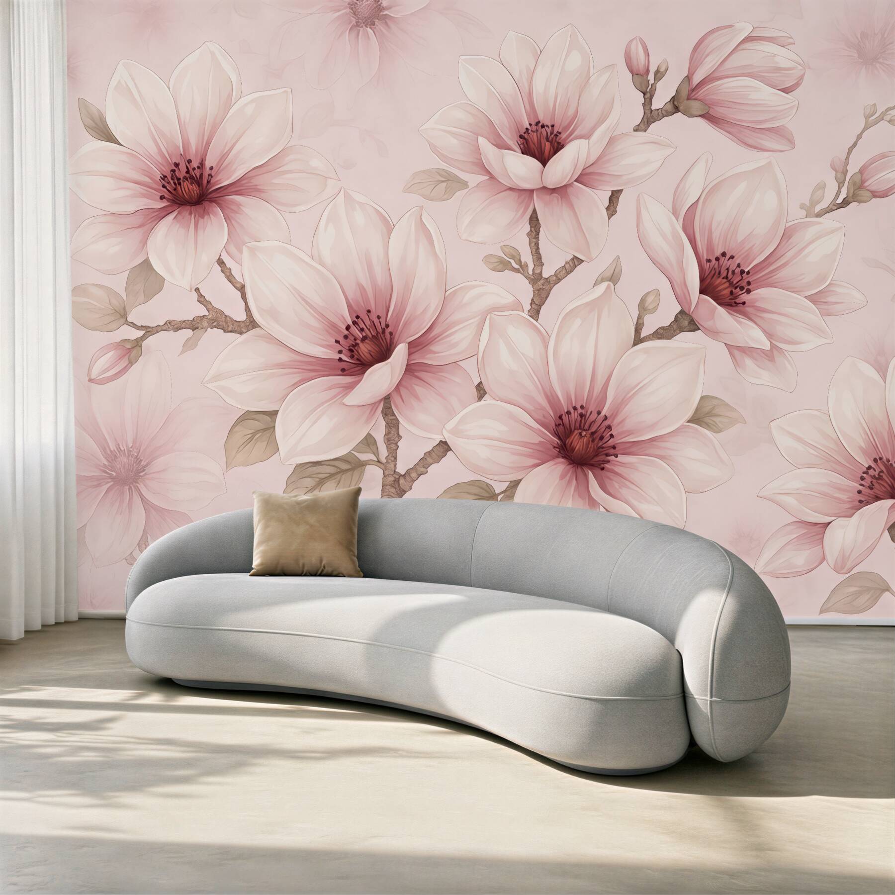 Fototapeta pudrowe magnolie w delikatnym rozkwicie