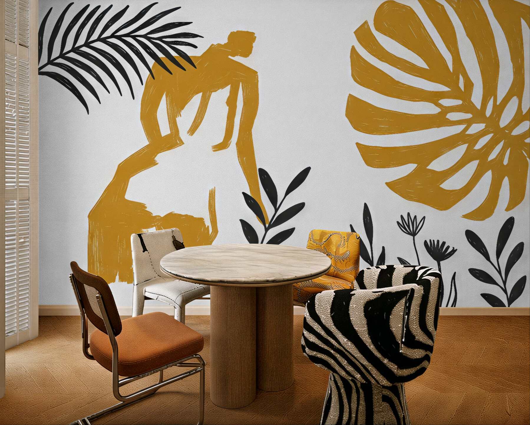 Fototapeta botaniczna abstrakcja w musztardowych tonach