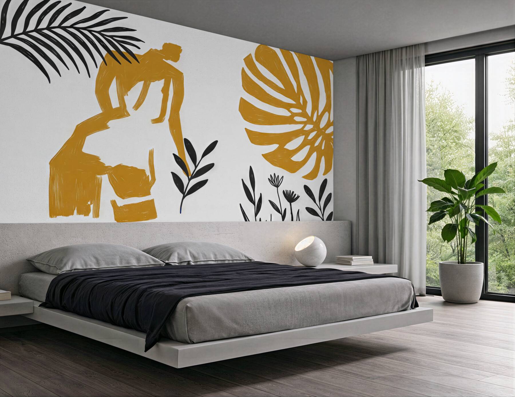 Fototapeta botaniczna abstrakcja w musztardowych tonach