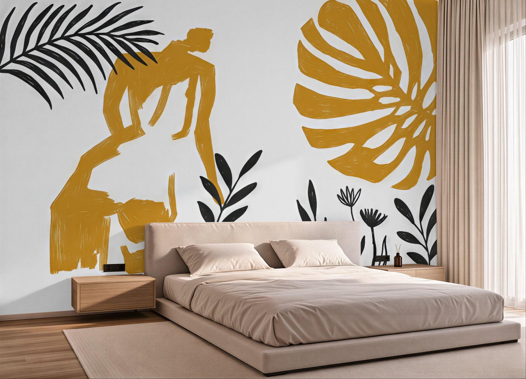 Fototapeta botaniczna abstrakcja w musztardowych tonach