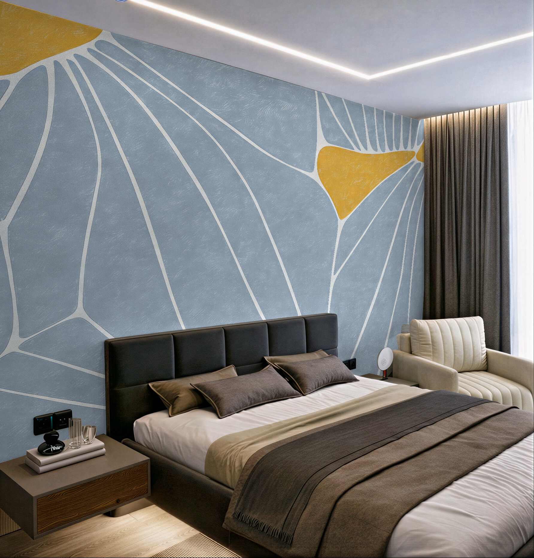 Fototapeta pastelowe liście w geometrycznym rytmie
