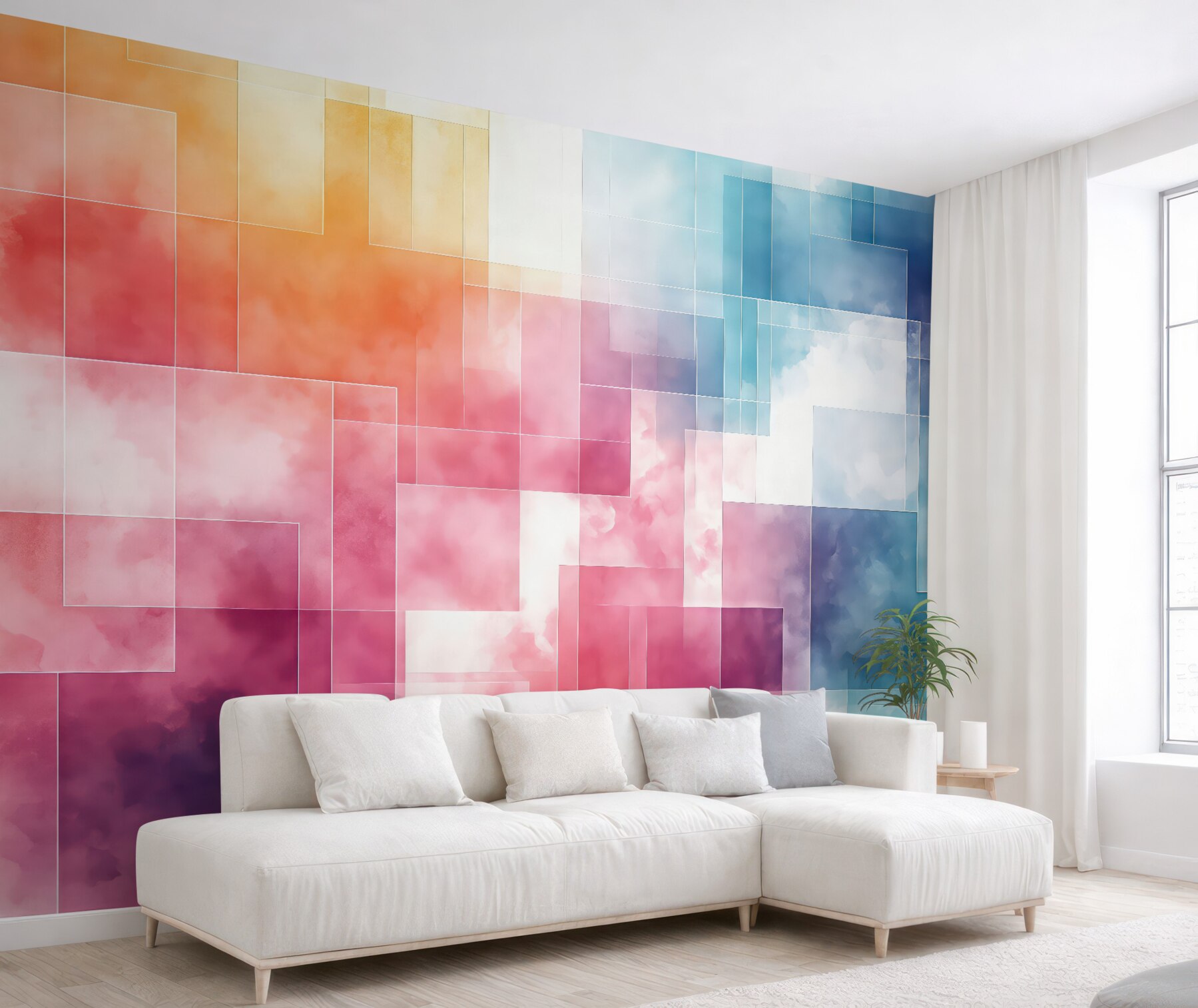 Fototapeta kolorowa abstrakcja z geometryczną mgiełką