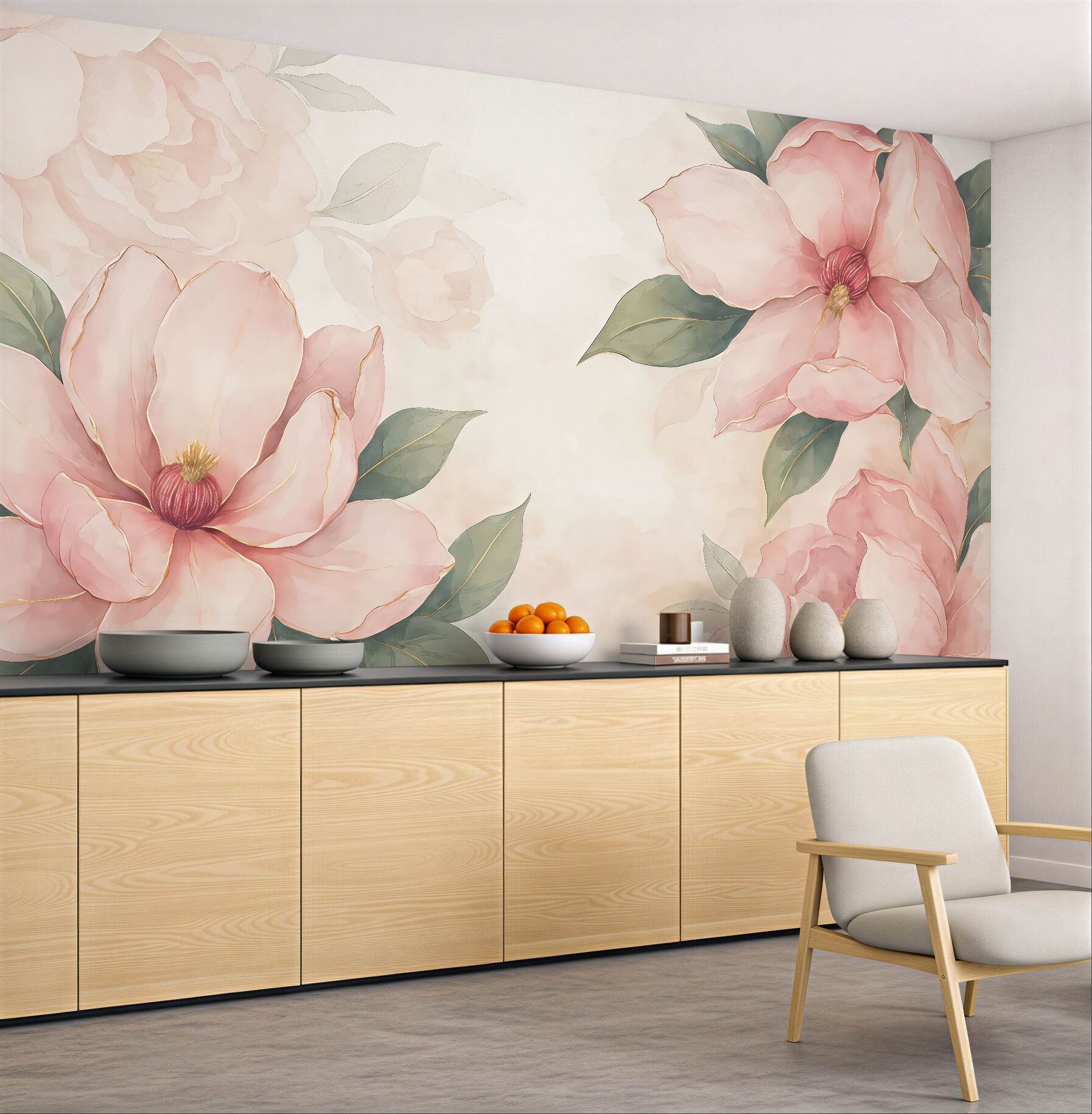 Fototapeta pudrowe magnolie w subtelnej elegancji