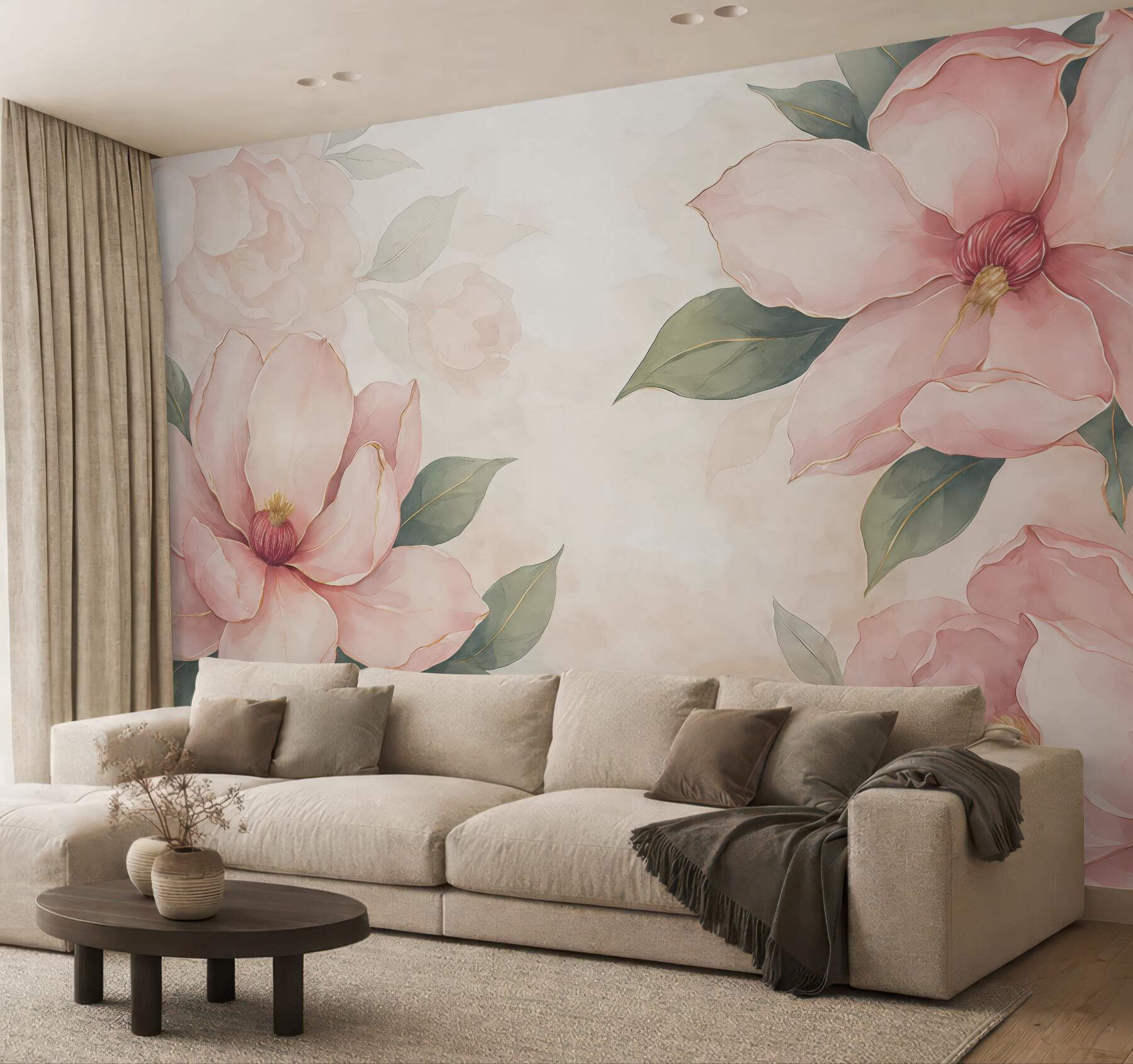 Fototapeta pudrowe magnolie w subtelnej elegancji