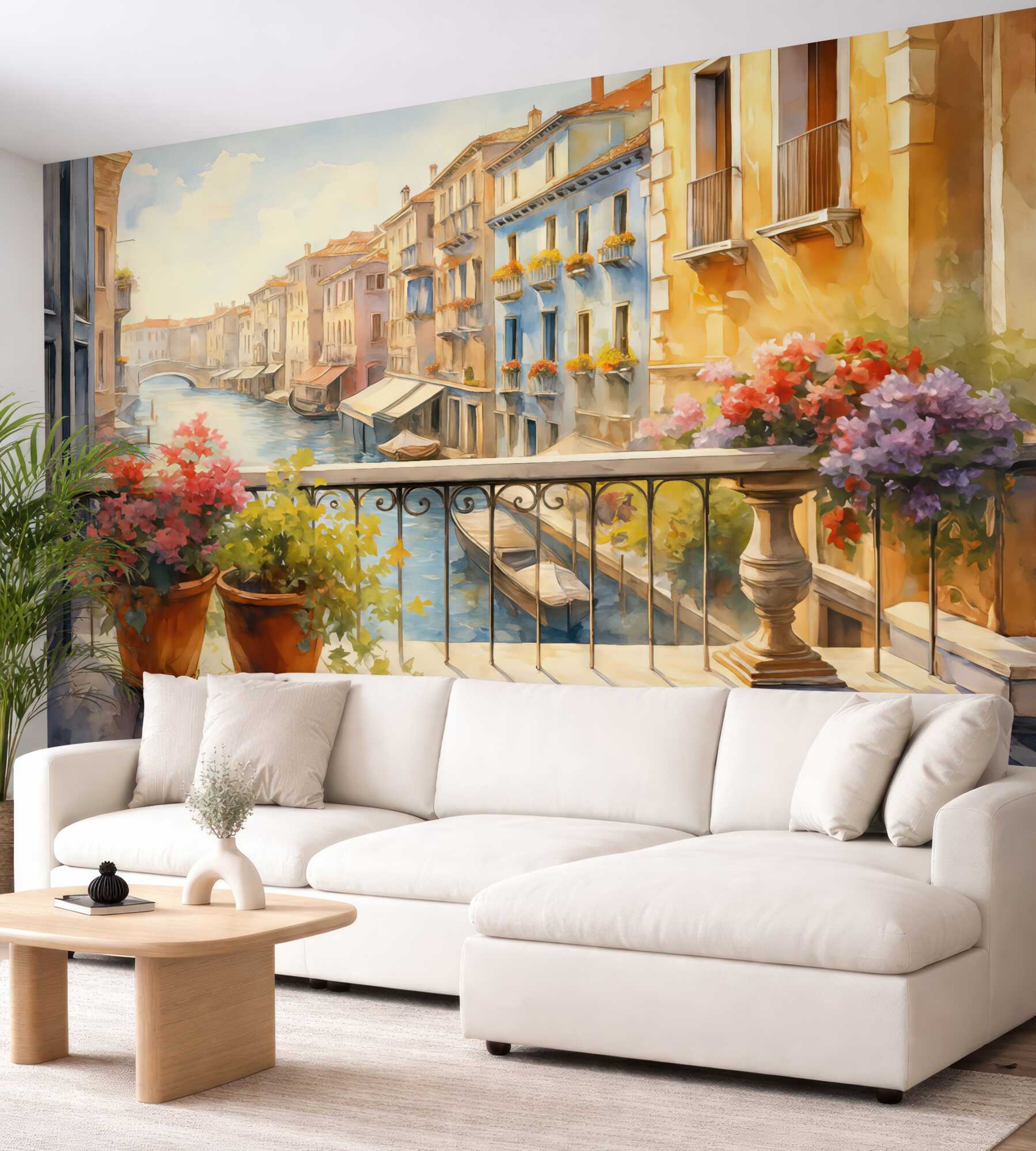 Fototapeta słoneczny balkon nad weneckim kanałem