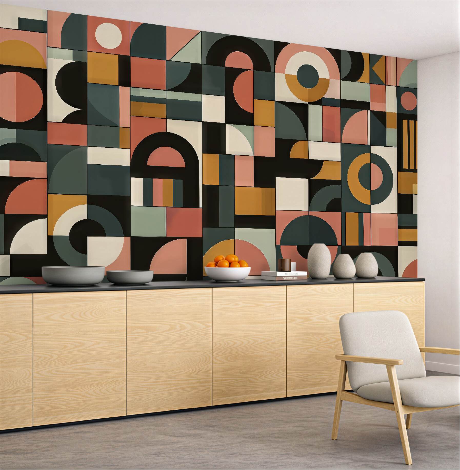 Fototapeta geometryczna mozaika retro w ciepłych barwach
