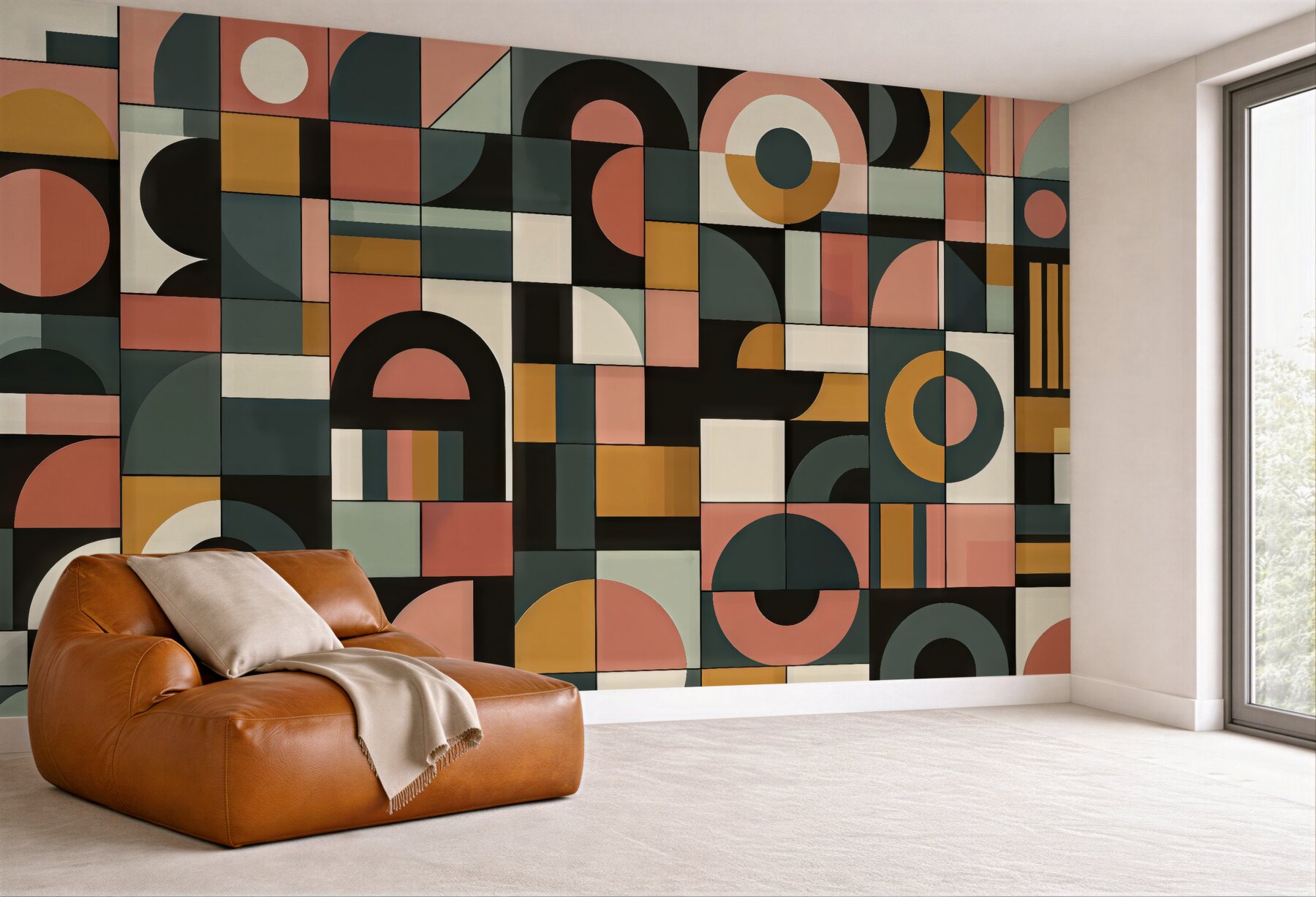 Fototapeta geometryczna mozaika retro w ciepłych barwach