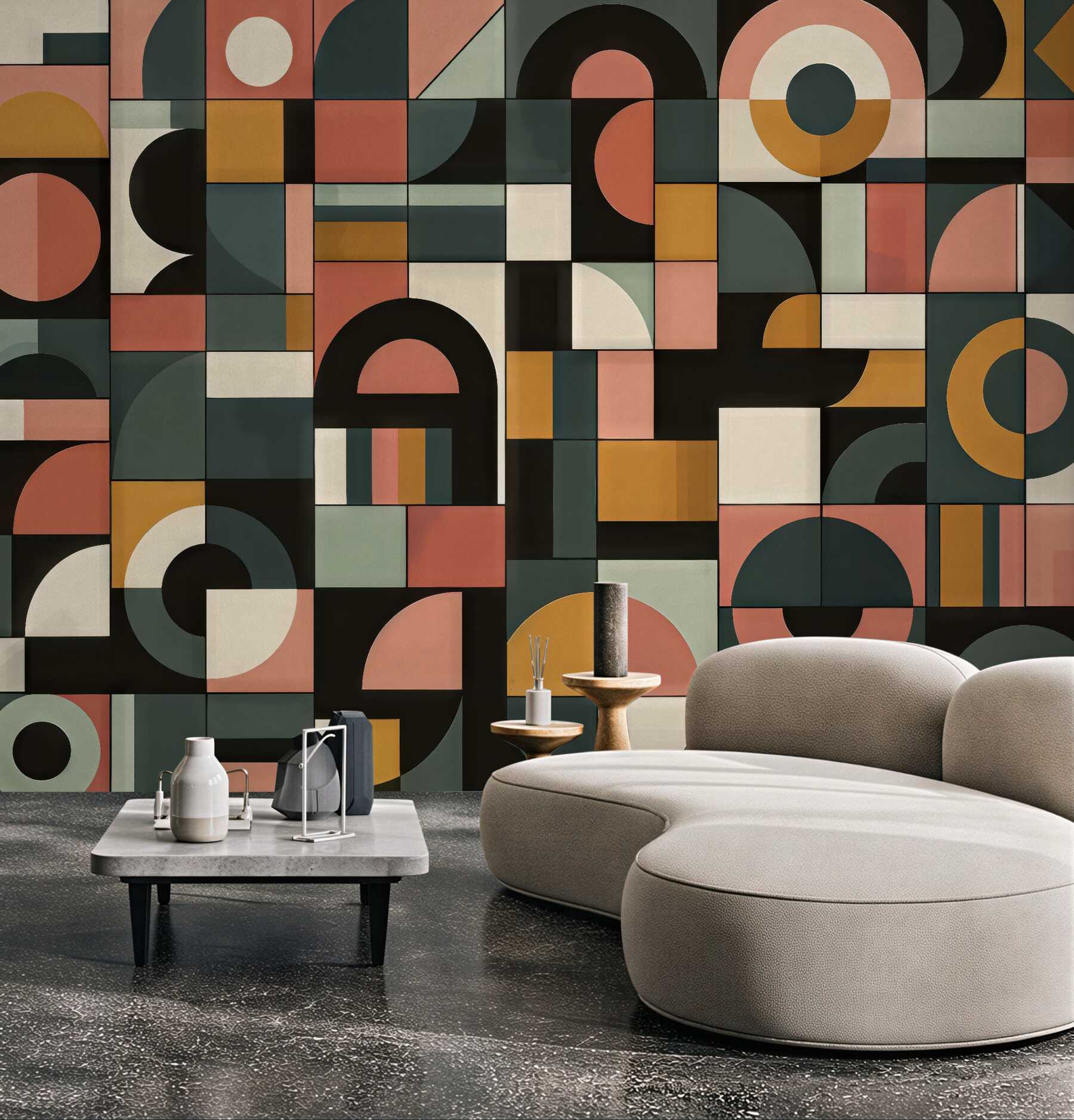 Fototapeta geometryczna mozaika retro w ciepłych barwach