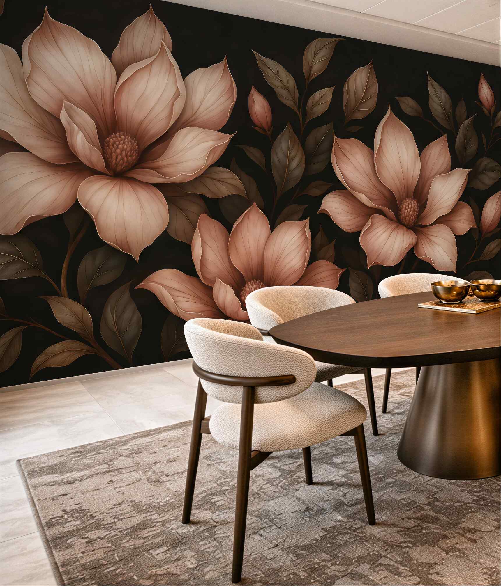 Fototapeta eleganckie magnolie na ciemnym tle