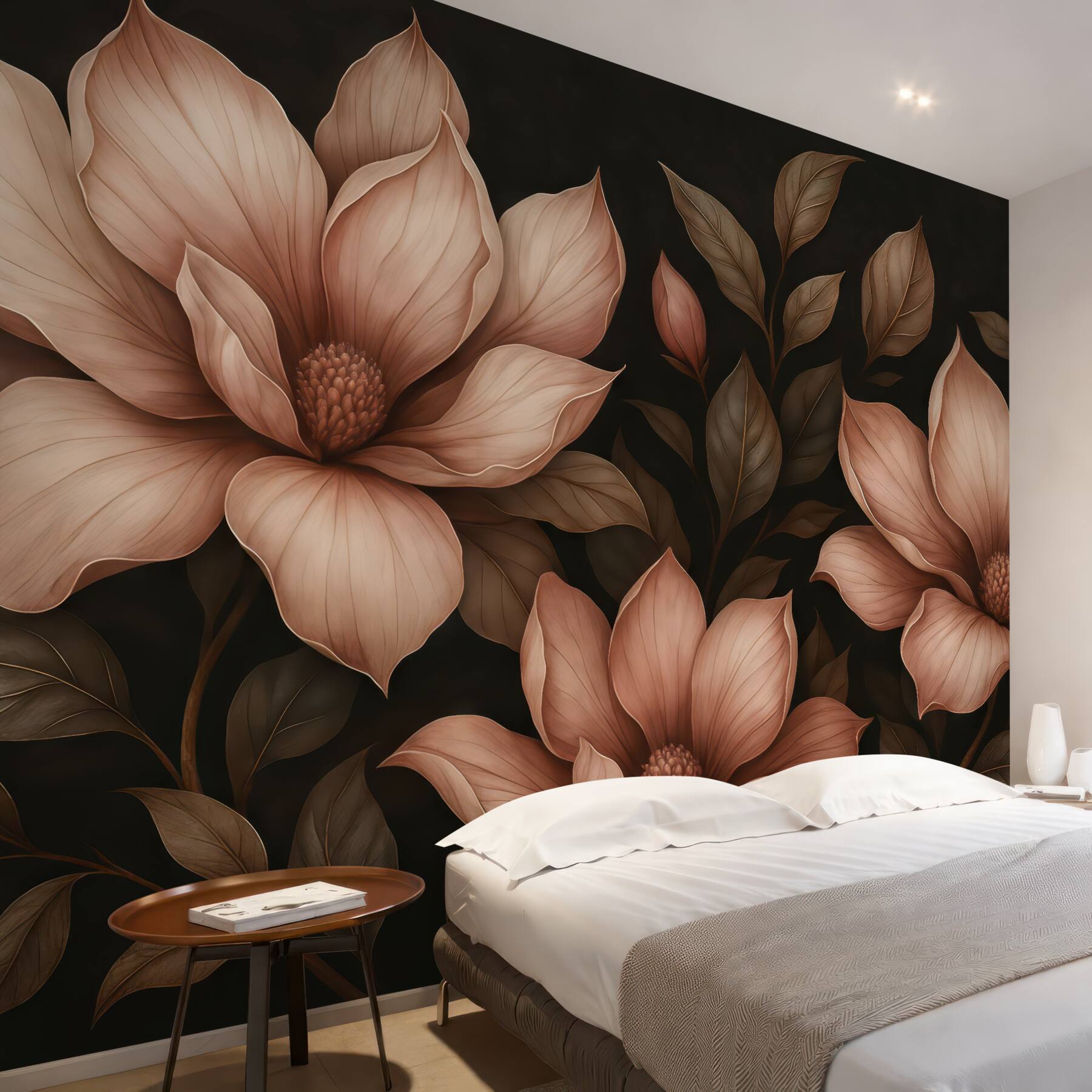 Fototapeta eleganckie magnolie na ciemnym tle