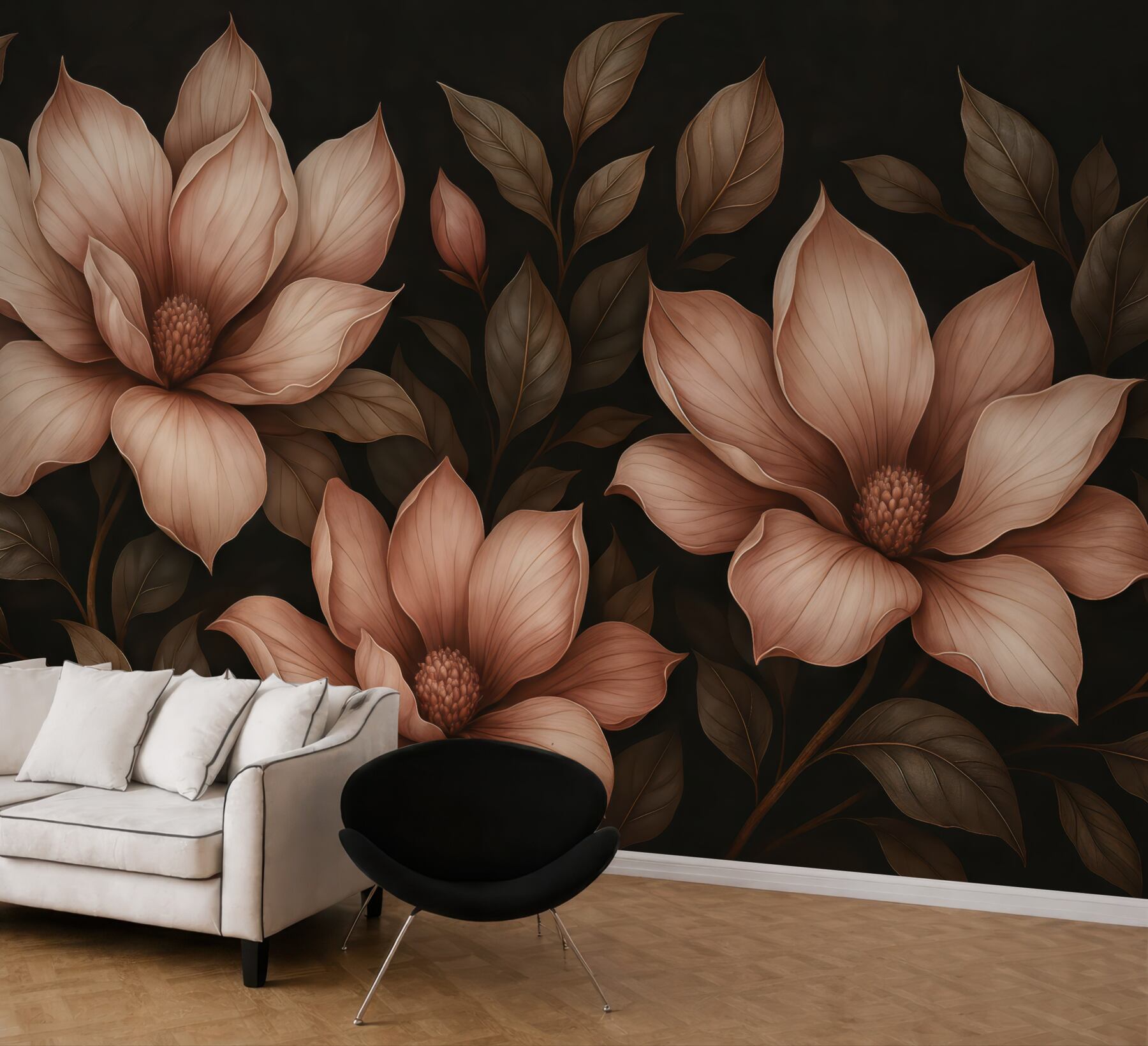 Fototapeta eleganckie magnolie na ciemnym tle