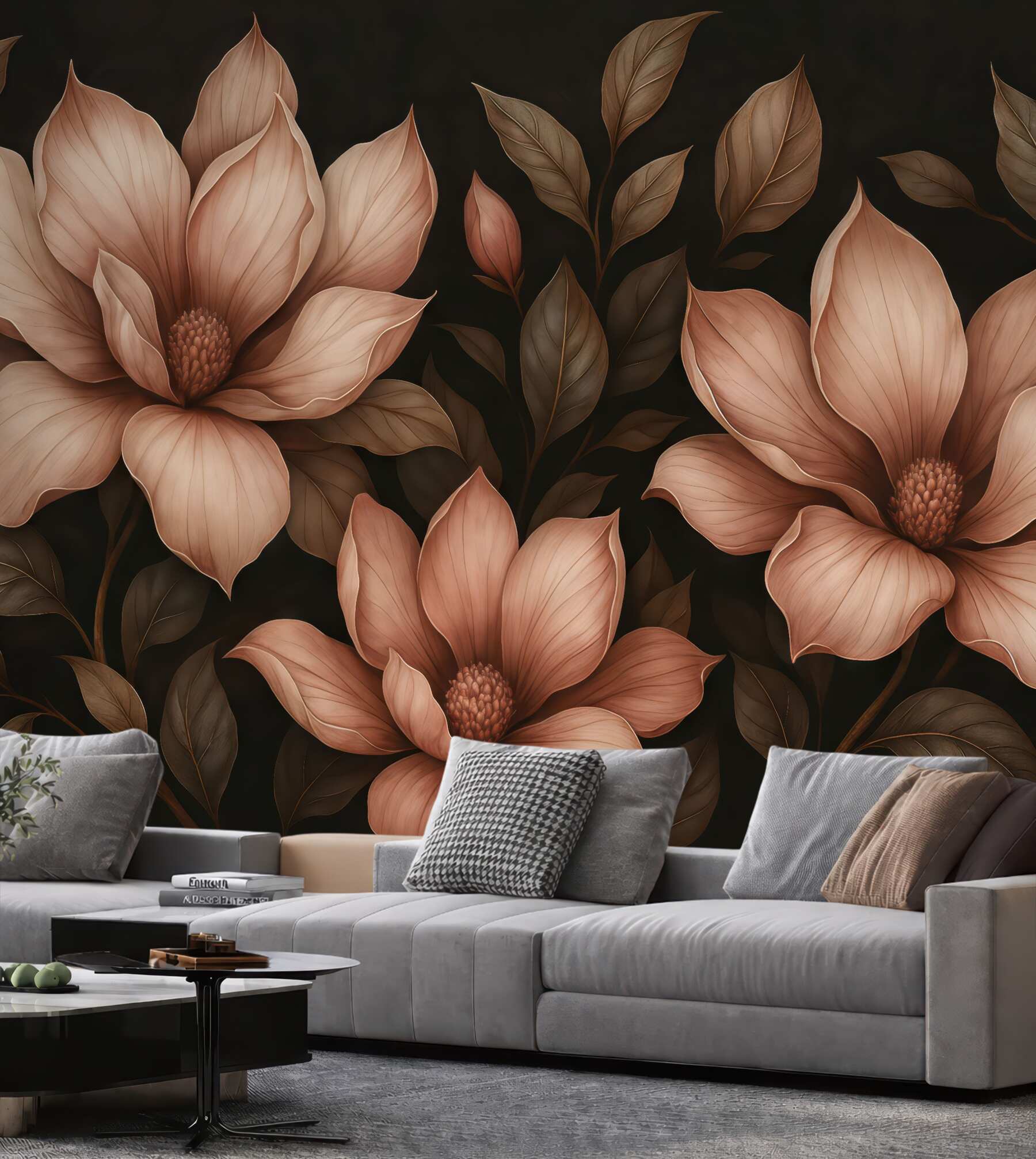 Fototapeta eleganckie magnolie na ciemnym tle