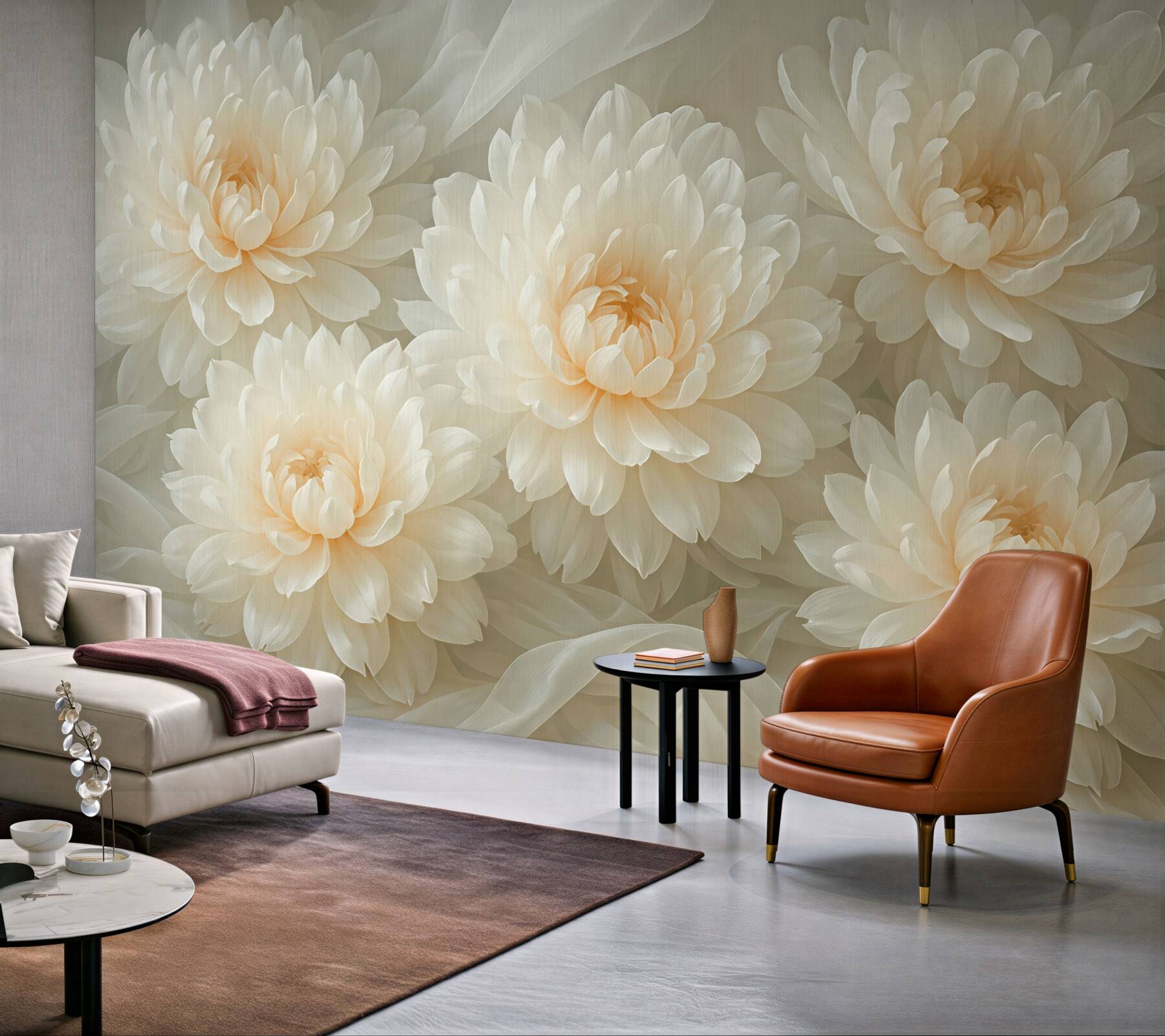 Fototapeta kremowe peonie w jedwabistej delikatności