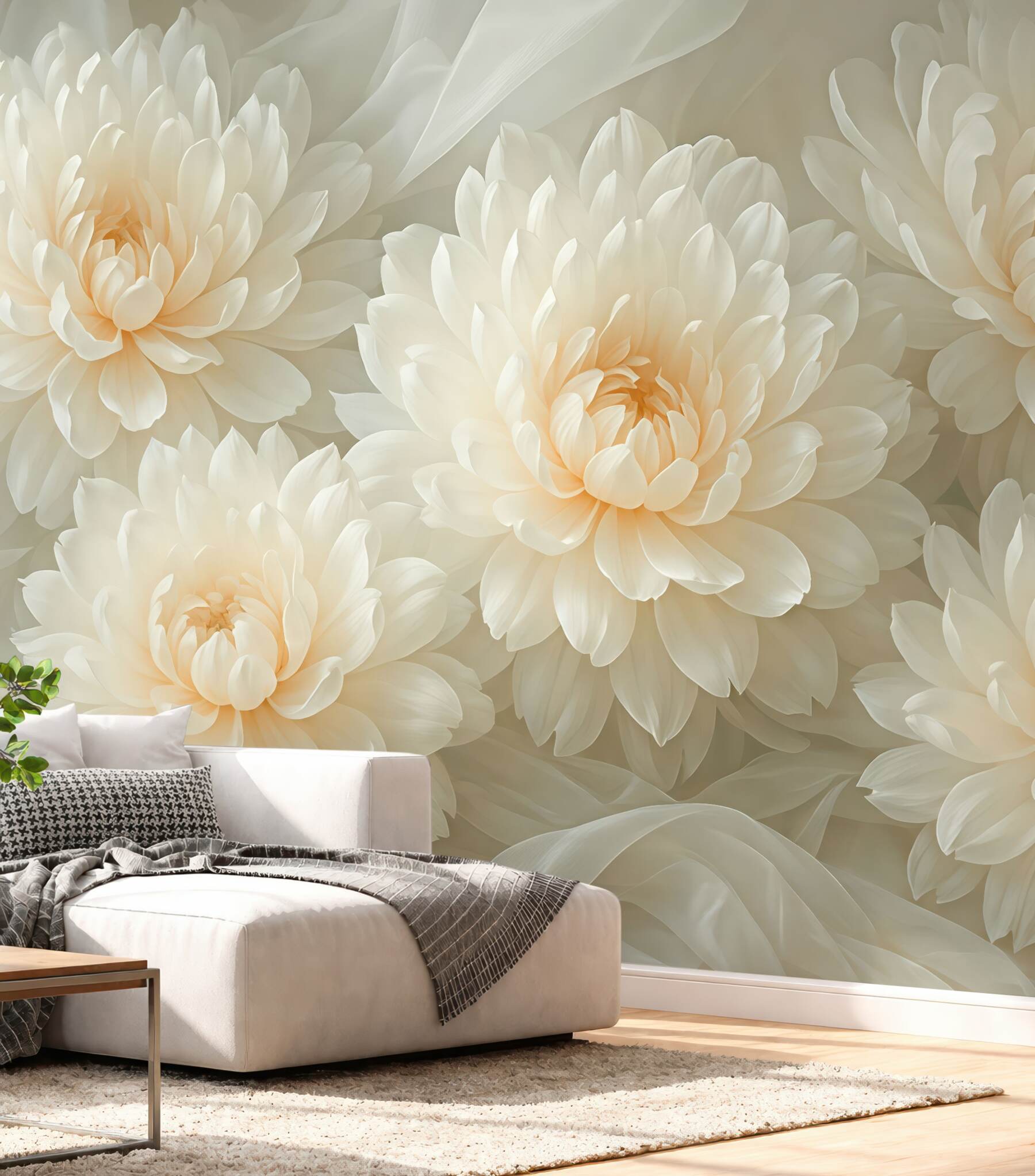 Fototapeta kremowe peonie w jedwabistej delikatności
