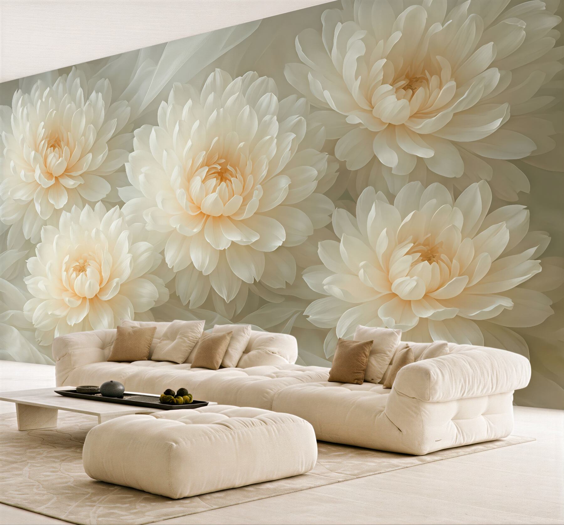 Fototapeta kremowe peonie w jedwabistej delikatności