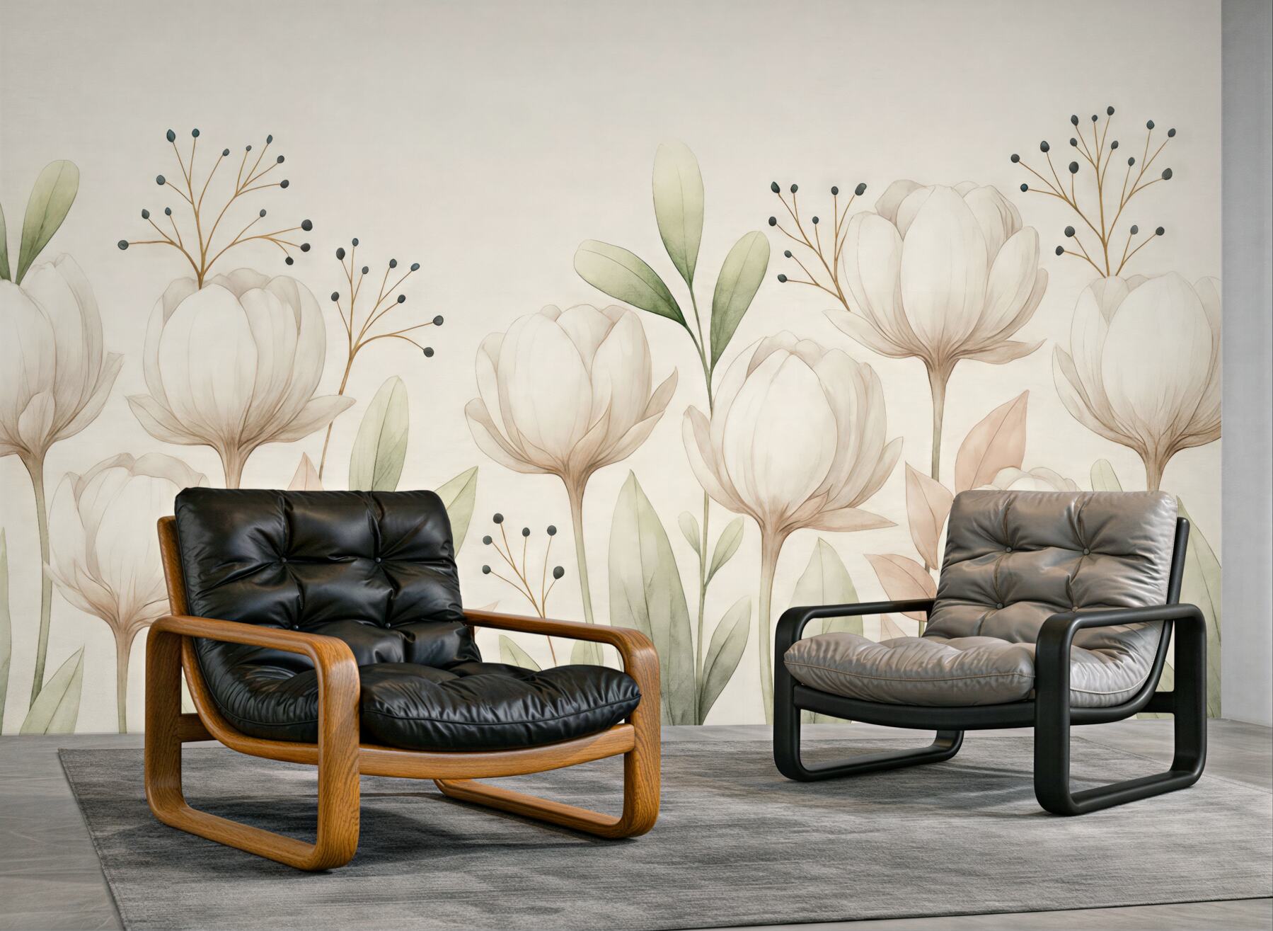 Fototapeta kremowe magnolie w subtelnej akwareli