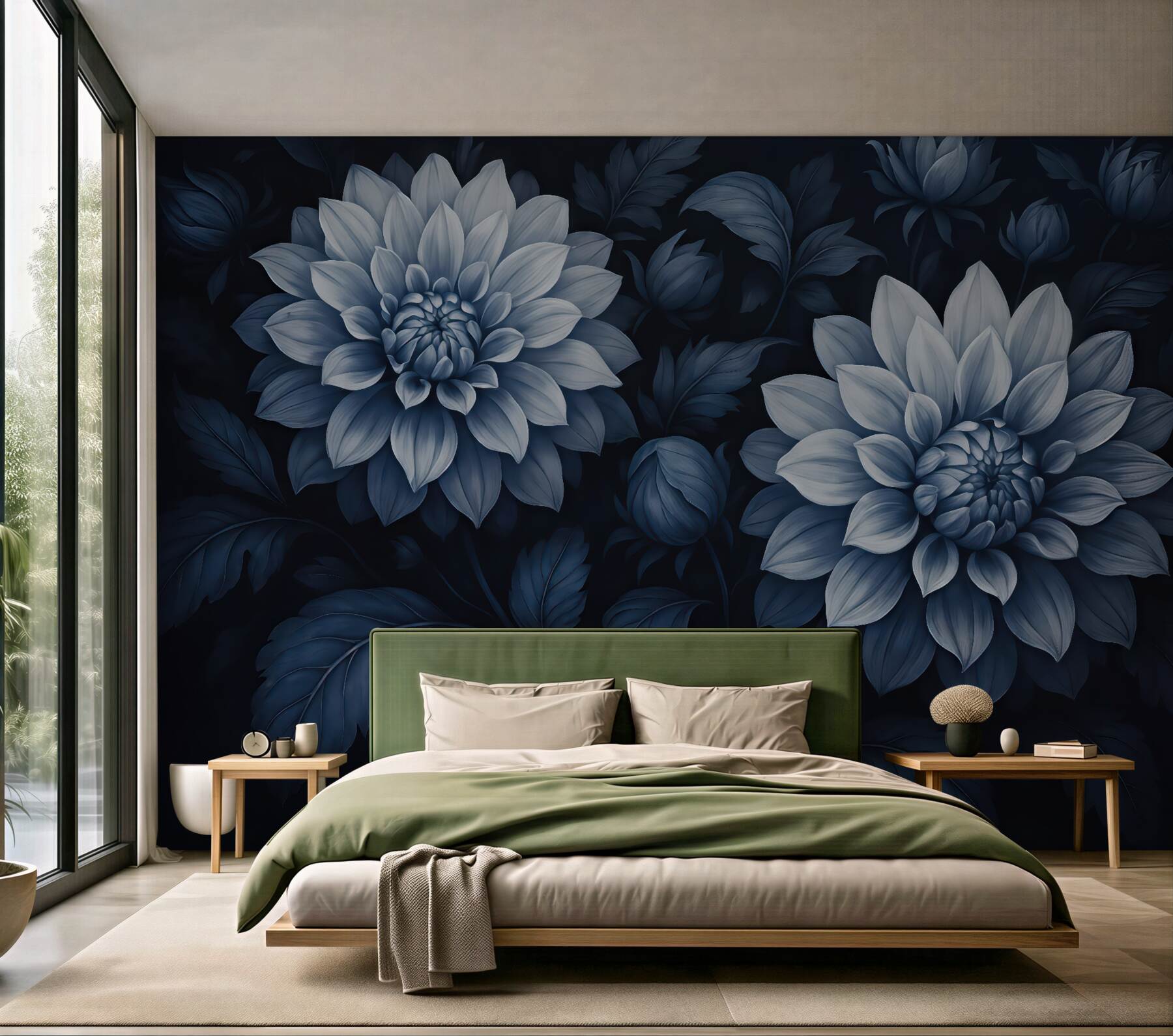 Fototapeta nocne dalie w granatowej elegancji