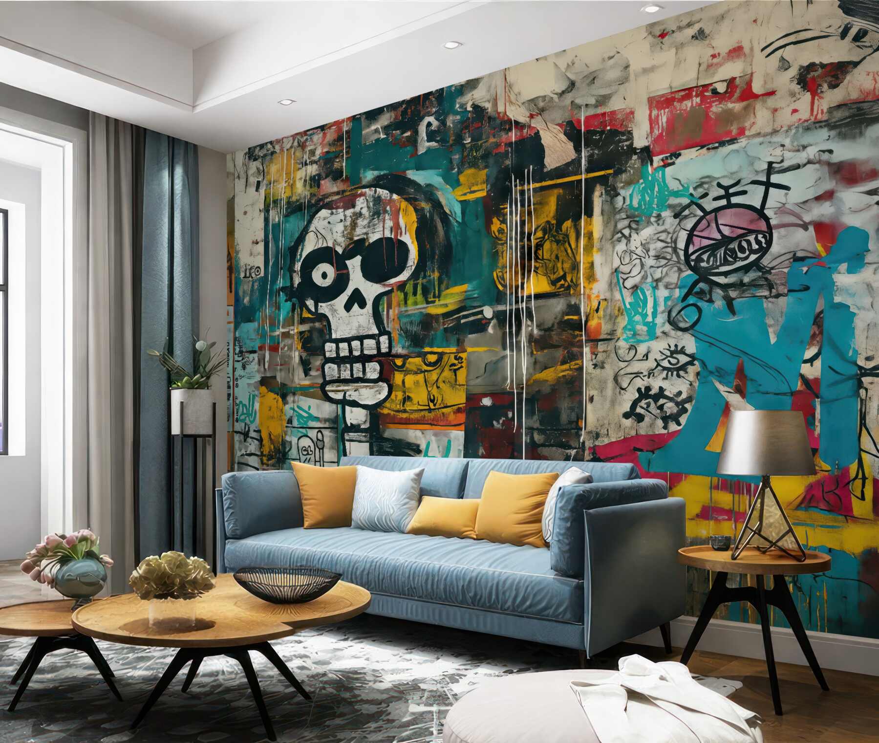 Fototapeta miejski graffiti z czaszką