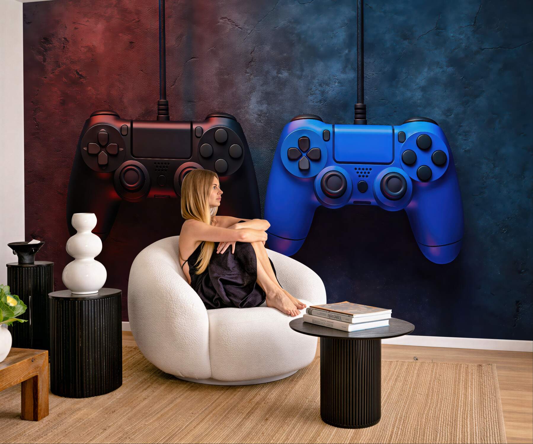 Fototapeta kontrolery gamingowe w neonowym klimacie