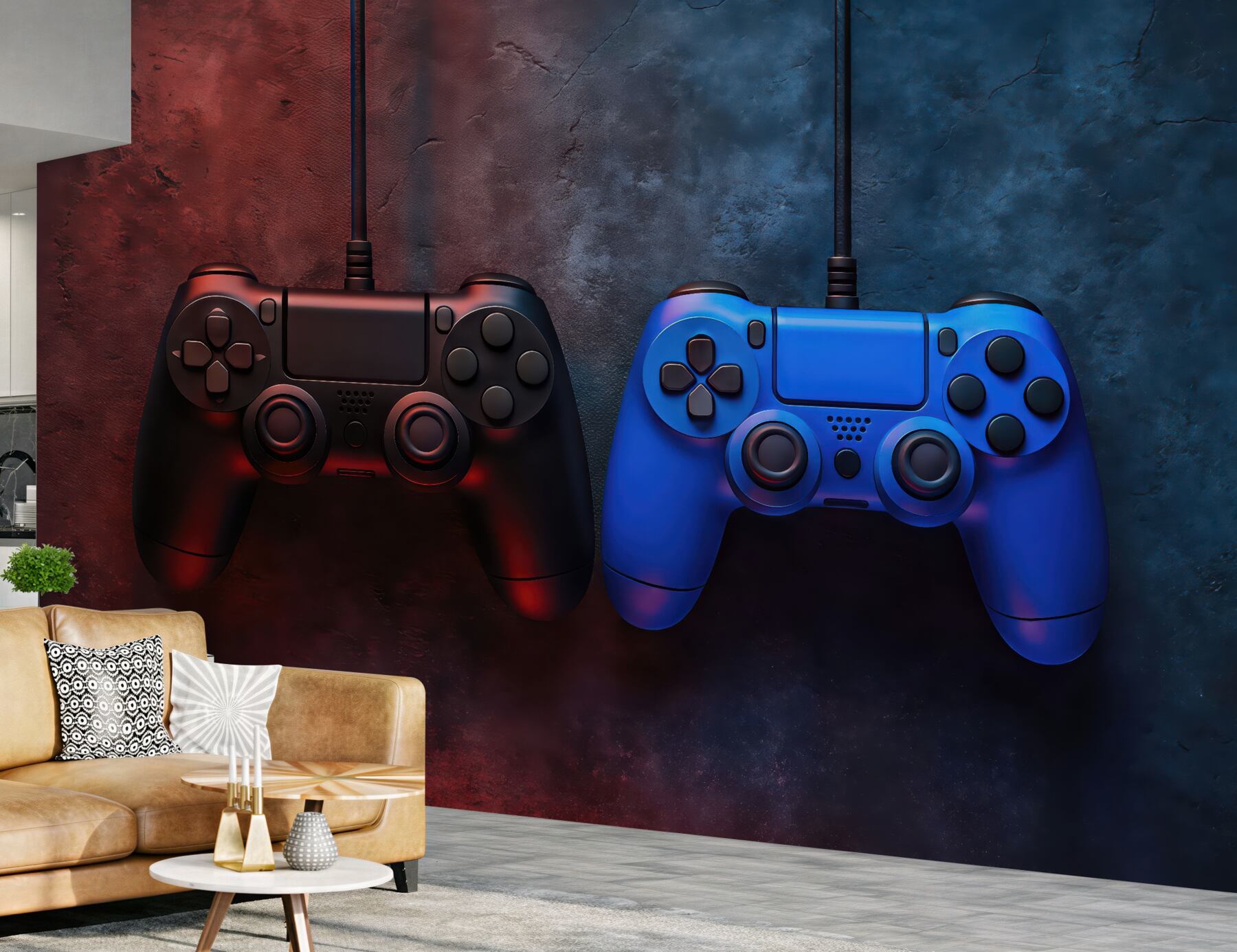 Fototapeta kontrolery gamingowe w neonowym klimacie