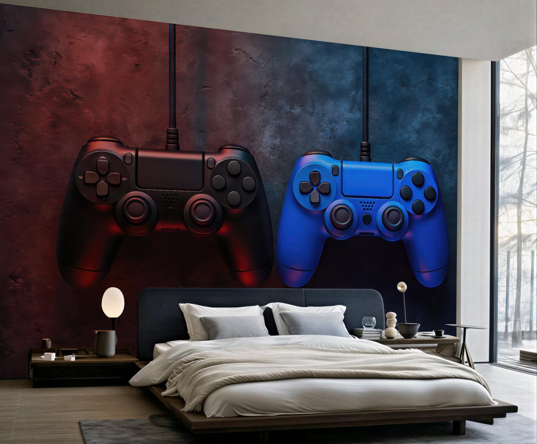 Fototapeta kontrolery gamingowe w neonowym klimacie