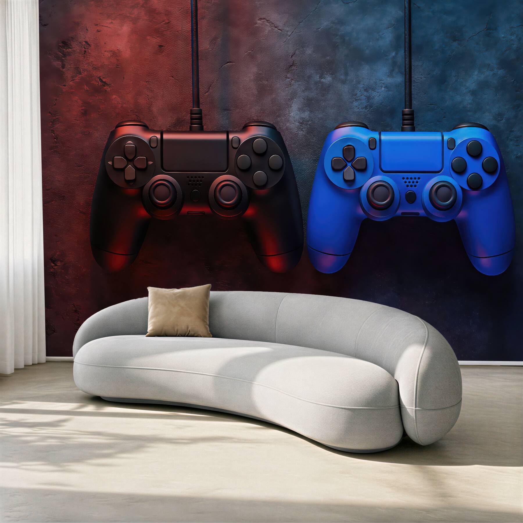 Fototapeta kontrolery gamingowe w neonowym klimacie