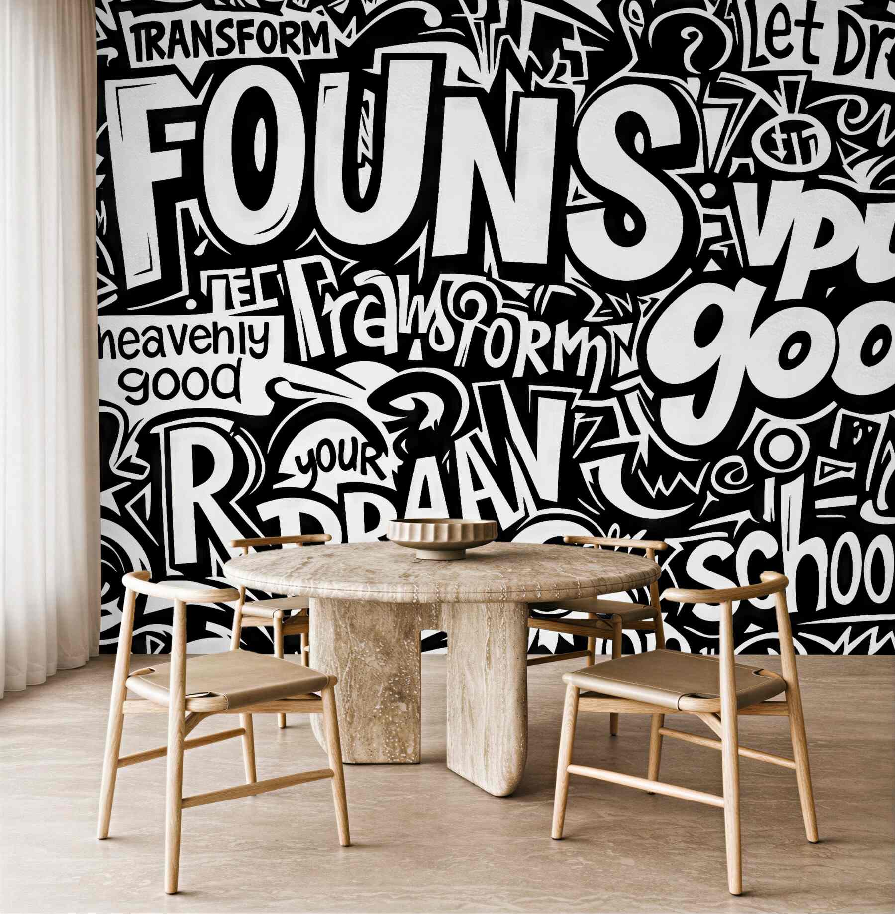 Fototapeta czarno-biały kolaż typograficzny