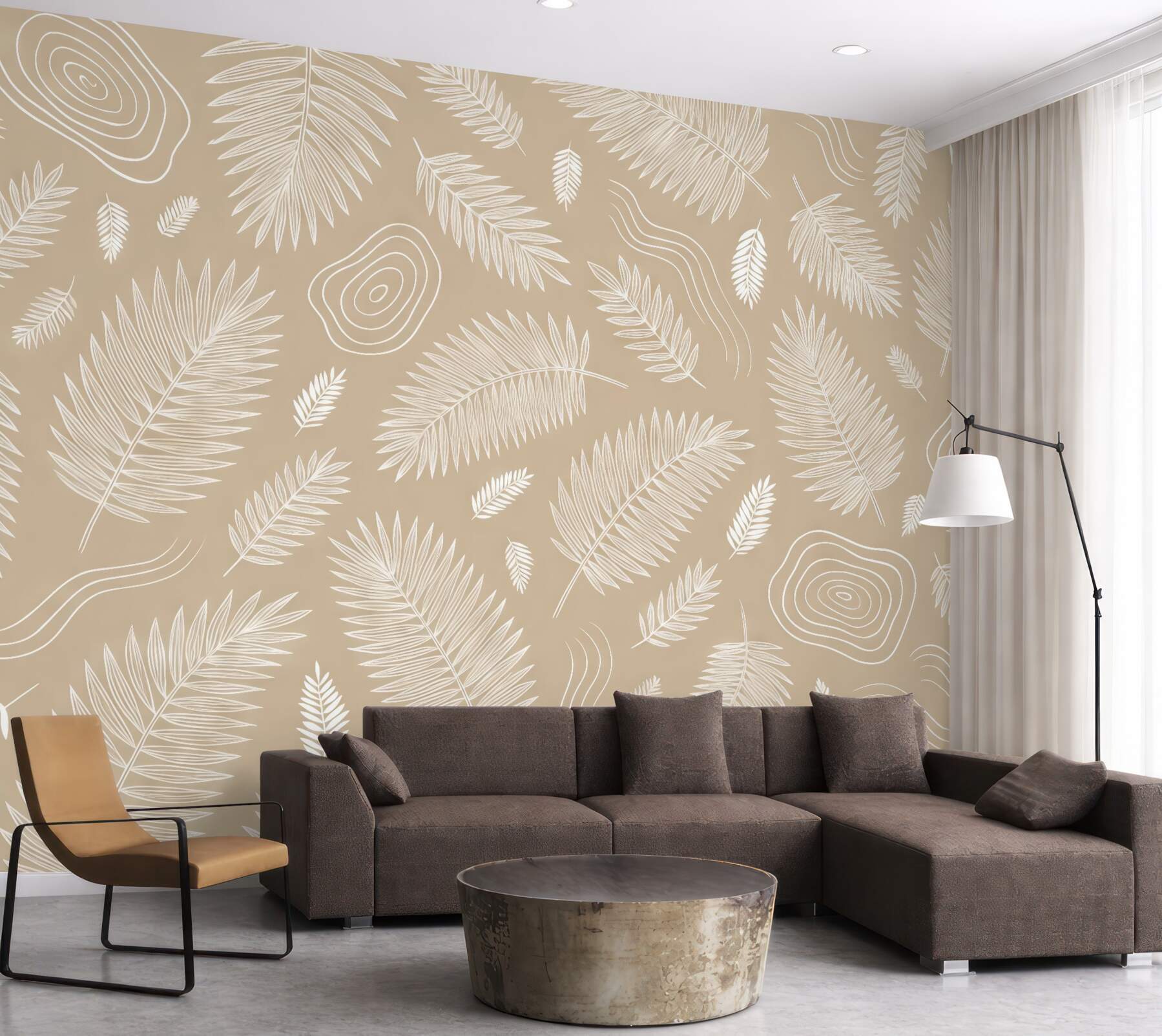 Fototapeta beżowe liście w stylu boho