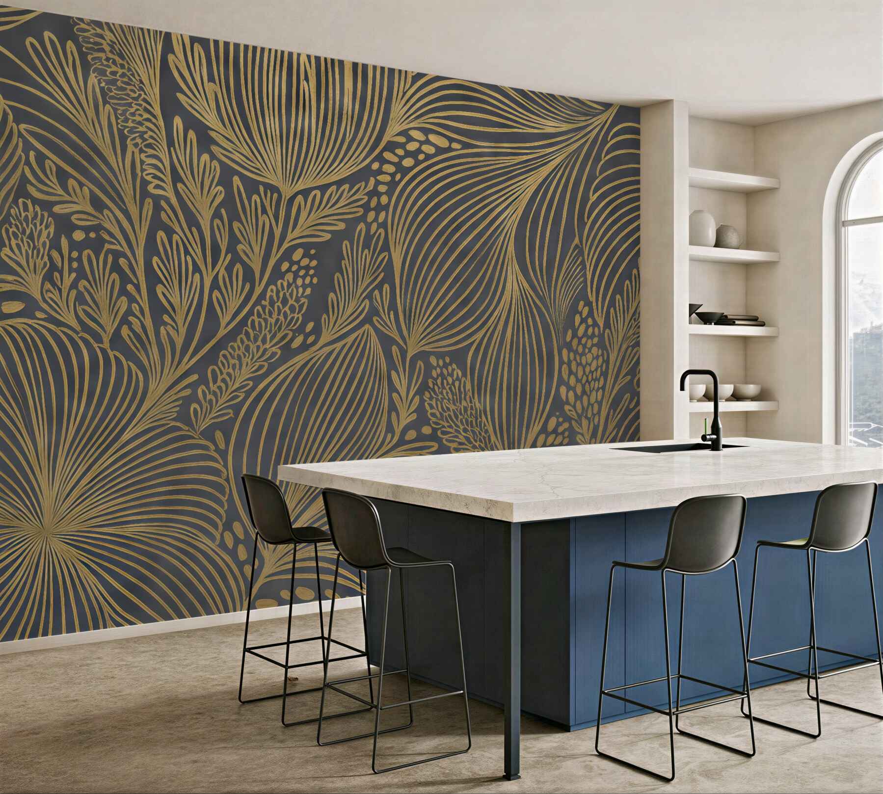 Fototapeta złote liście w art déco