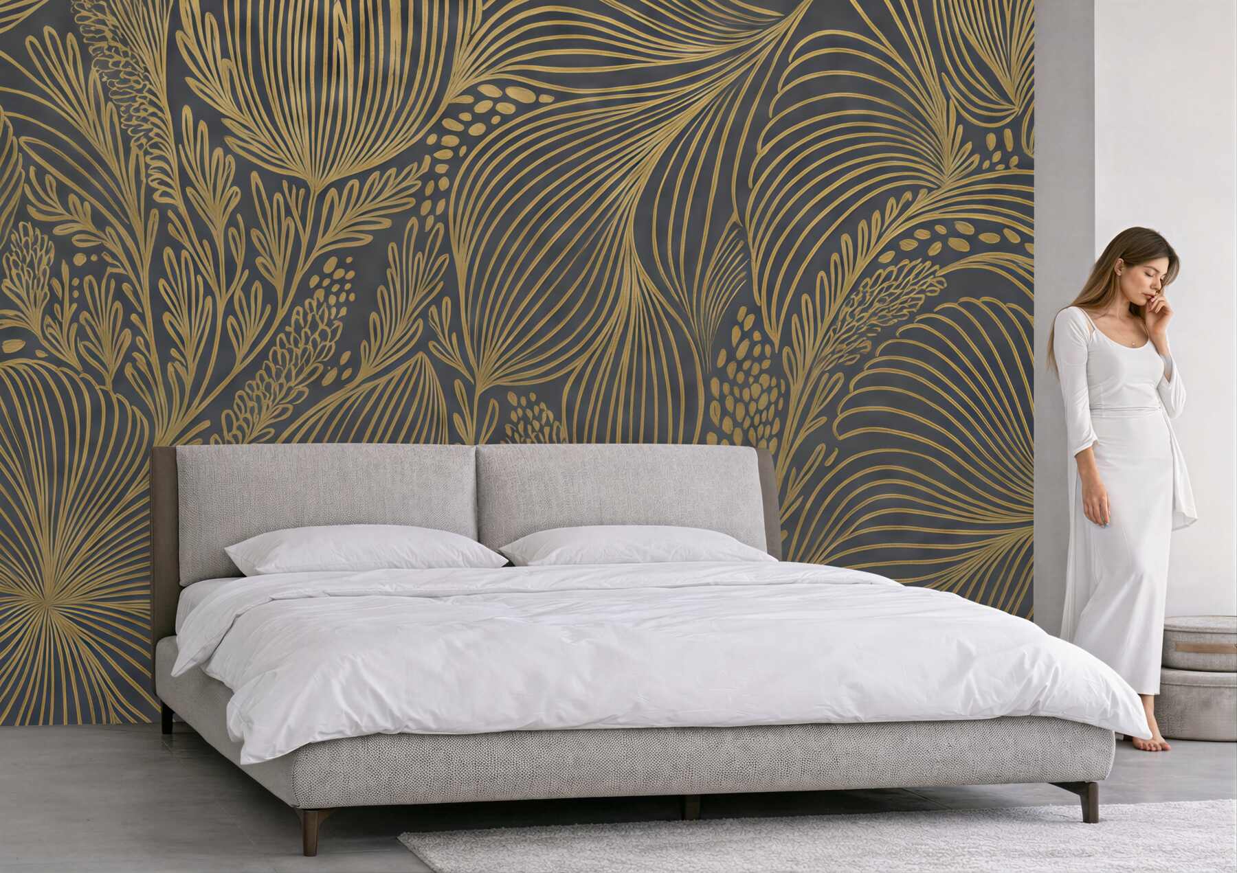 Fototapeta złote liście w art déco