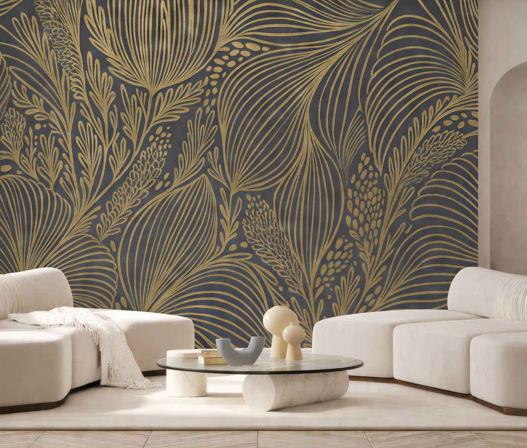 Fototapeta złote liście w art déco