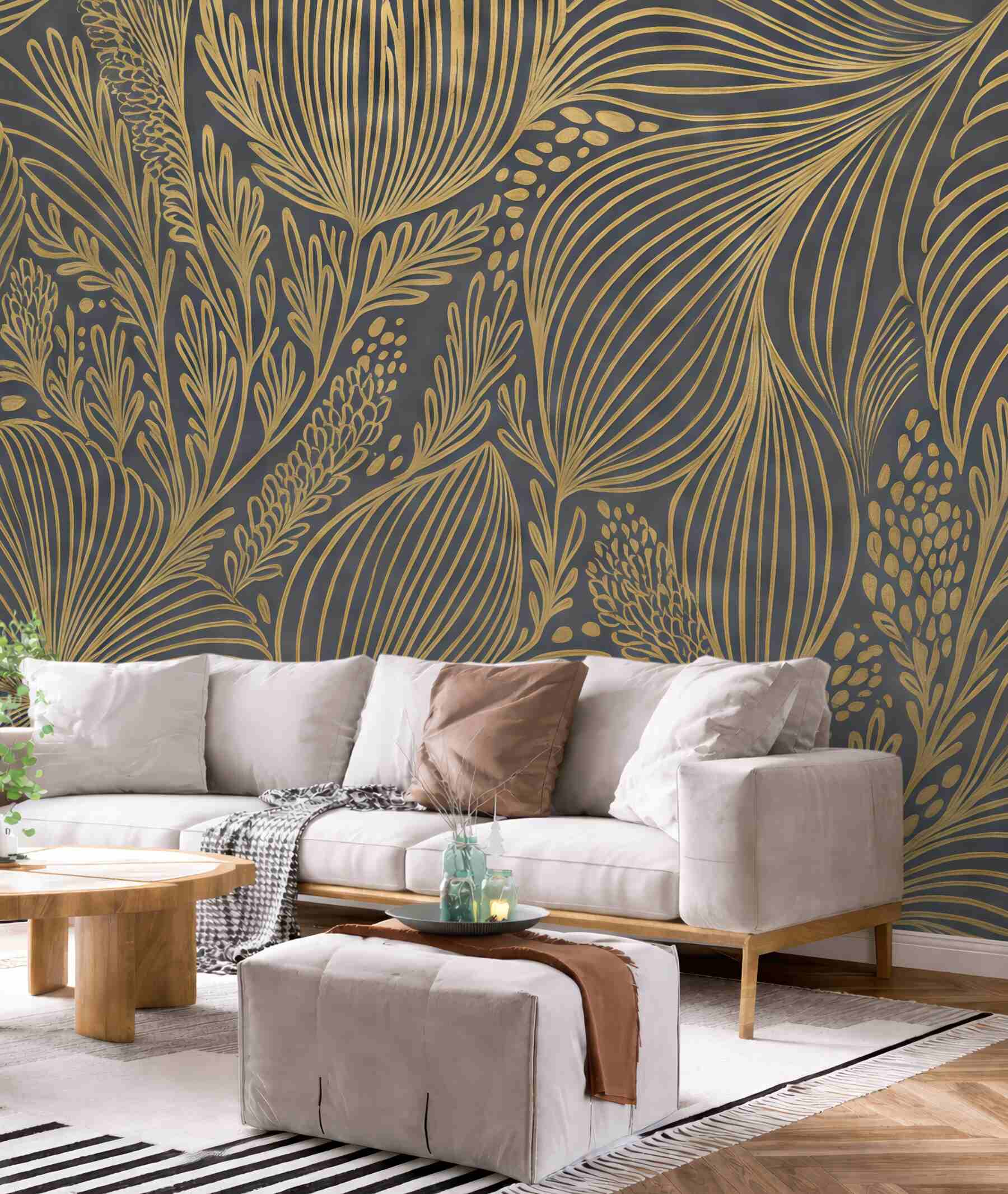 Fototapeta złote liście w art déco