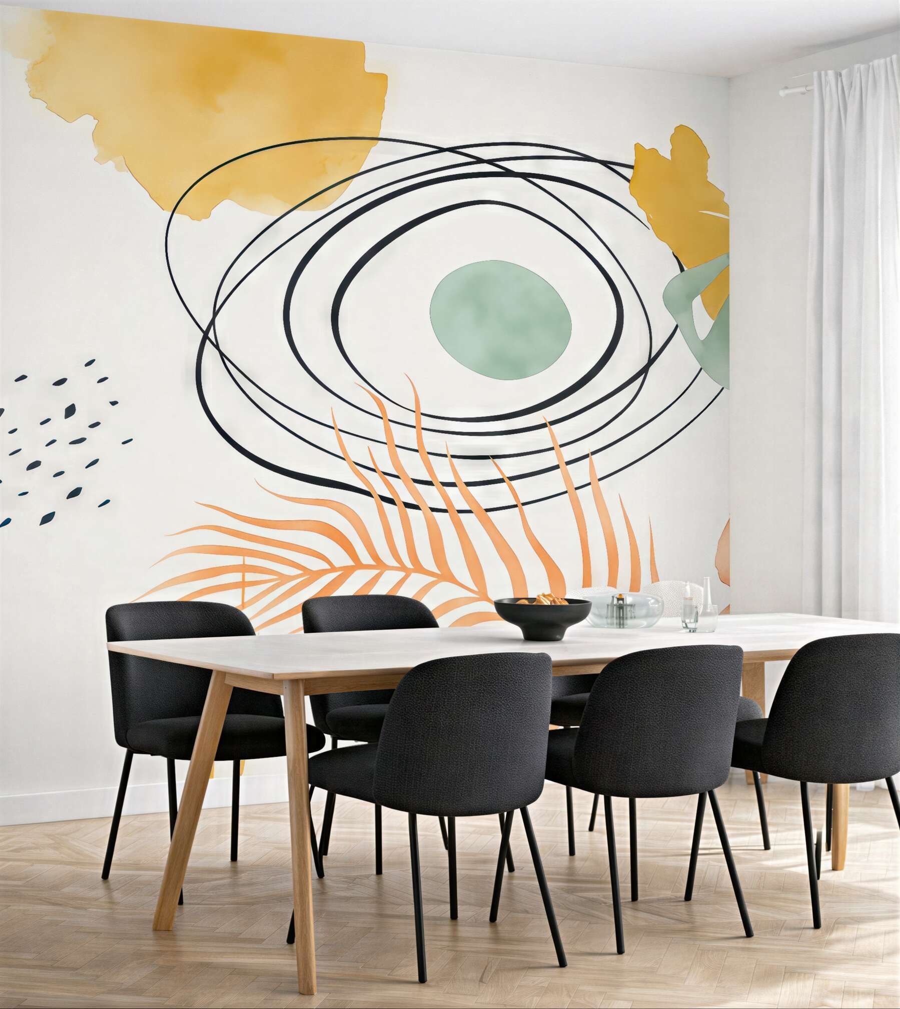 Fototapeta abstrakcyjne liście w pastelowym rytmie